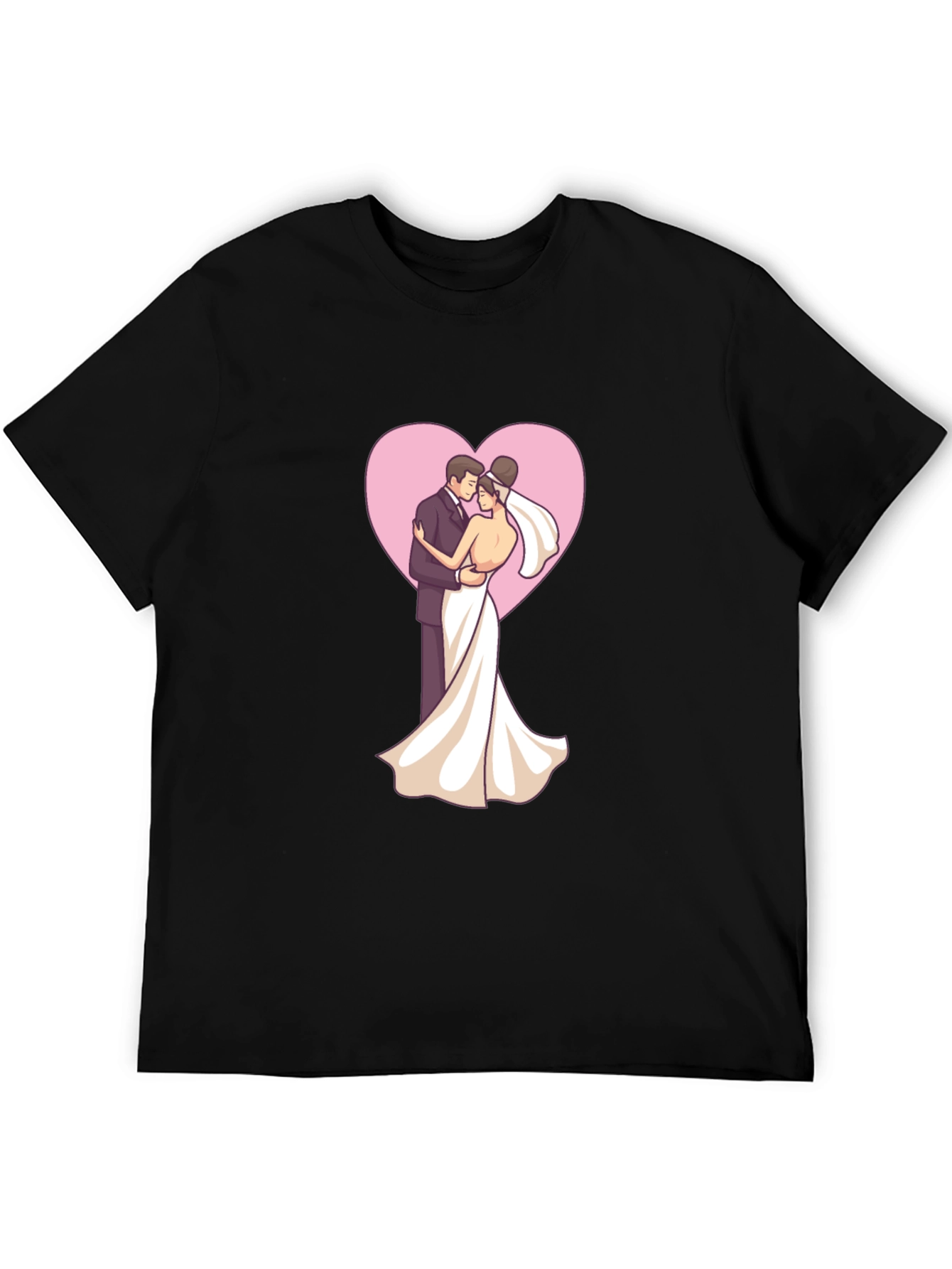 Black Bride & Groom Heart Tee - Black view 5