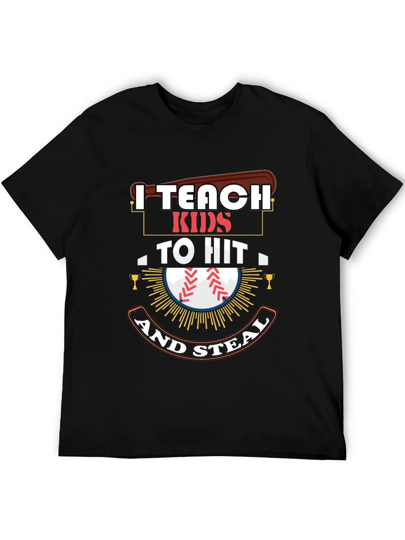 Black I Teach Kids To Hit And Steal T-Shirt view 5