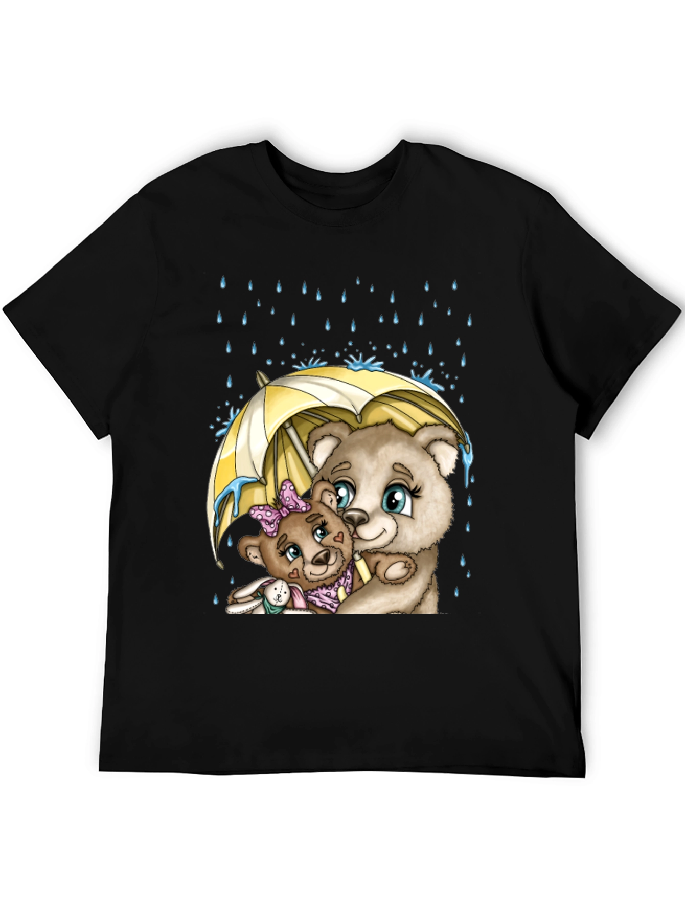 Black Bear Family Under Umbrella T-Shirt view 5