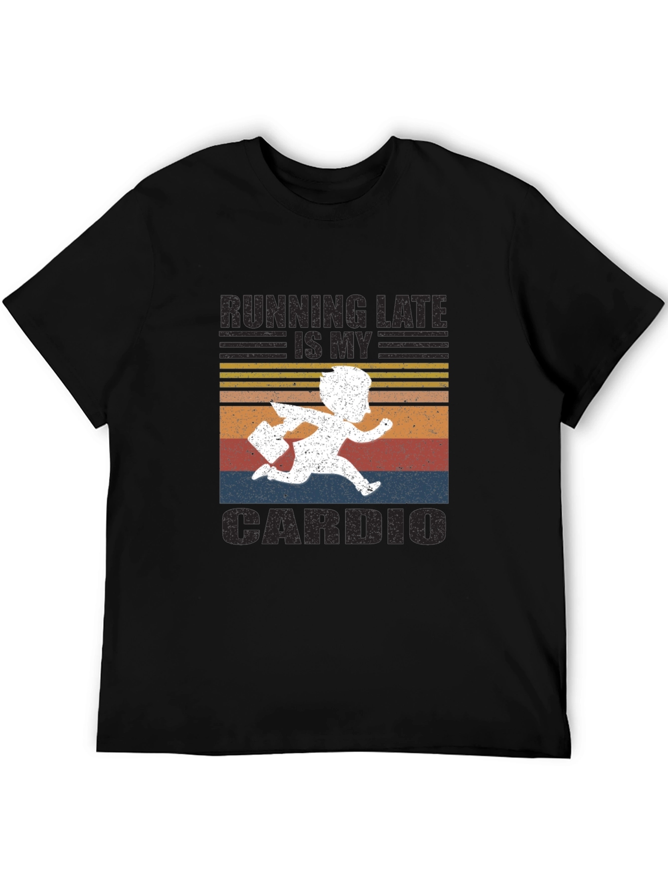 Black Running Late is My Cardio Graphic Tee view 5