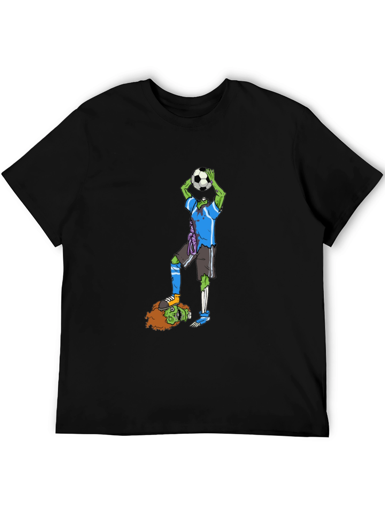 Black Zombie Soccer T-Shirt - Funny Graphic Tee view 5