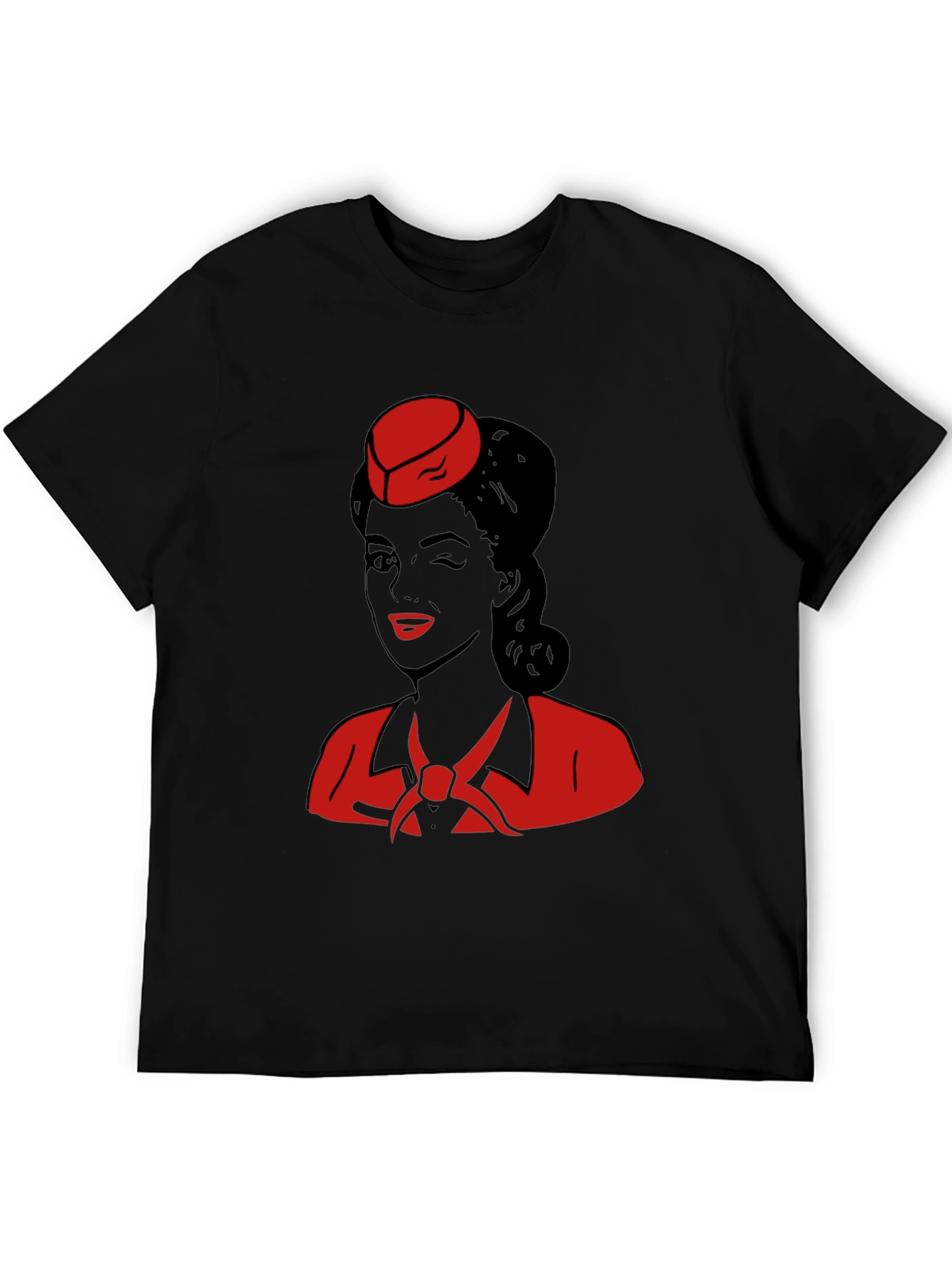 Black Retro Flight Attendant Graphic T-Shirt view 5
