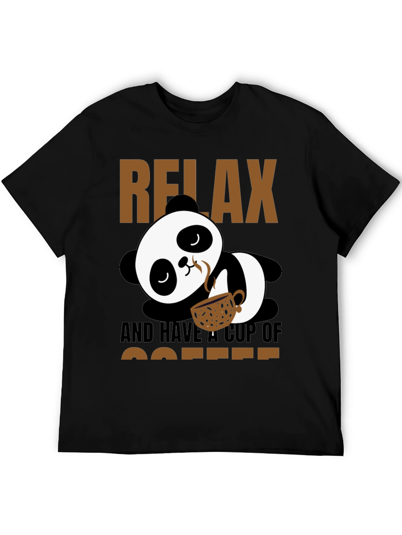 Black Relax Panda Coffee T-Shirt view 5