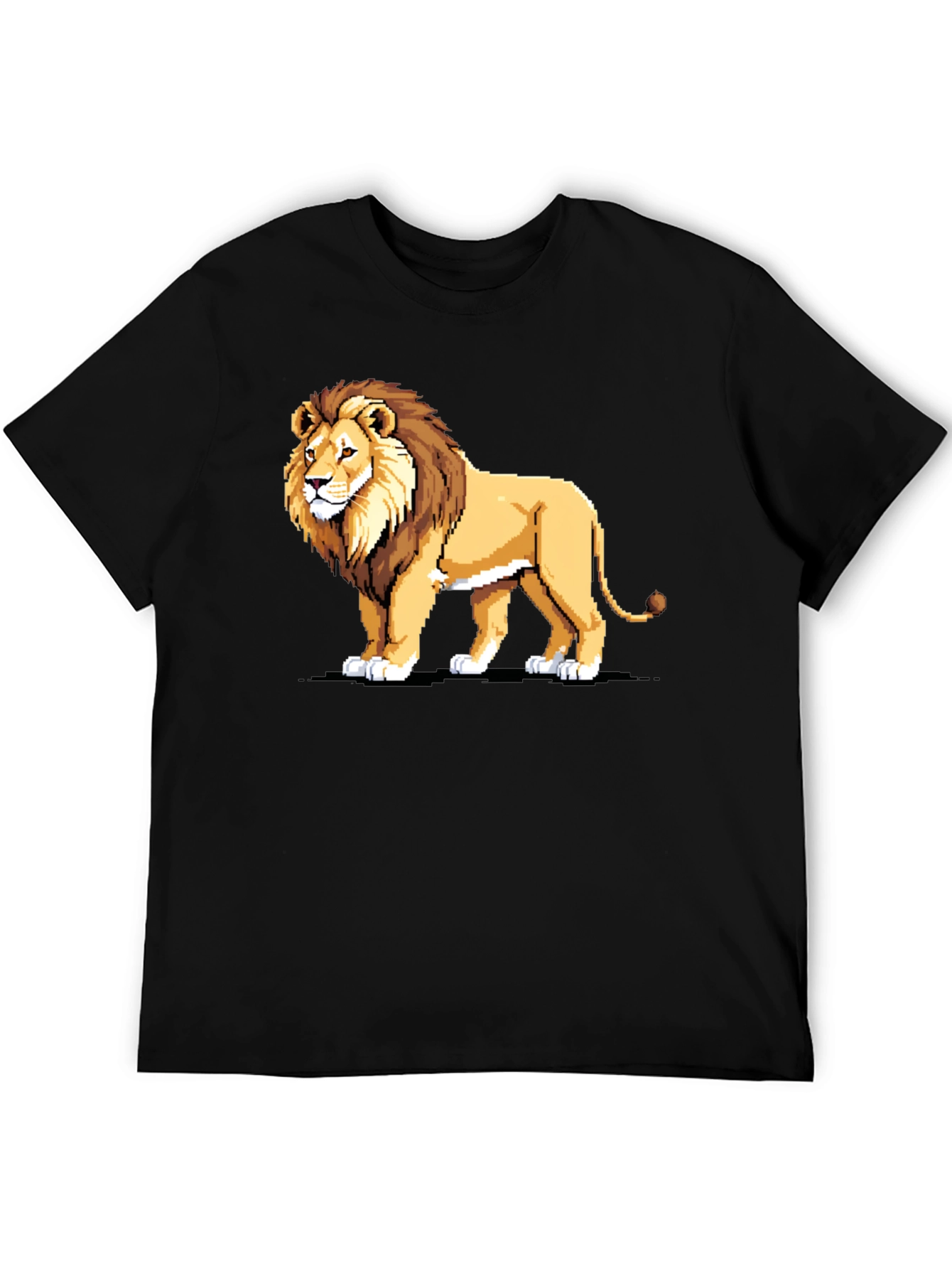 Black Pixelated Lion Graphic Tee - Black view 5