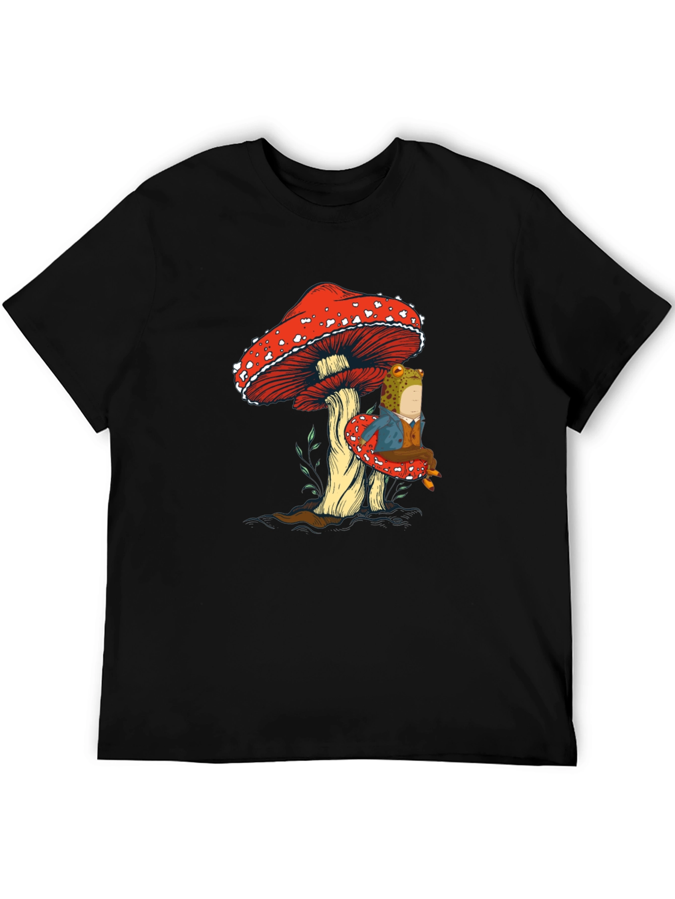 Black Frog on Mushroom Graphic Tee view 5