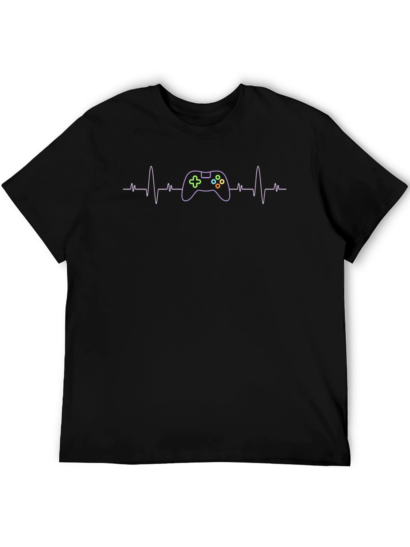 Black Gamer Heartbeat T-Shirt - Black Cotton Tee view 5