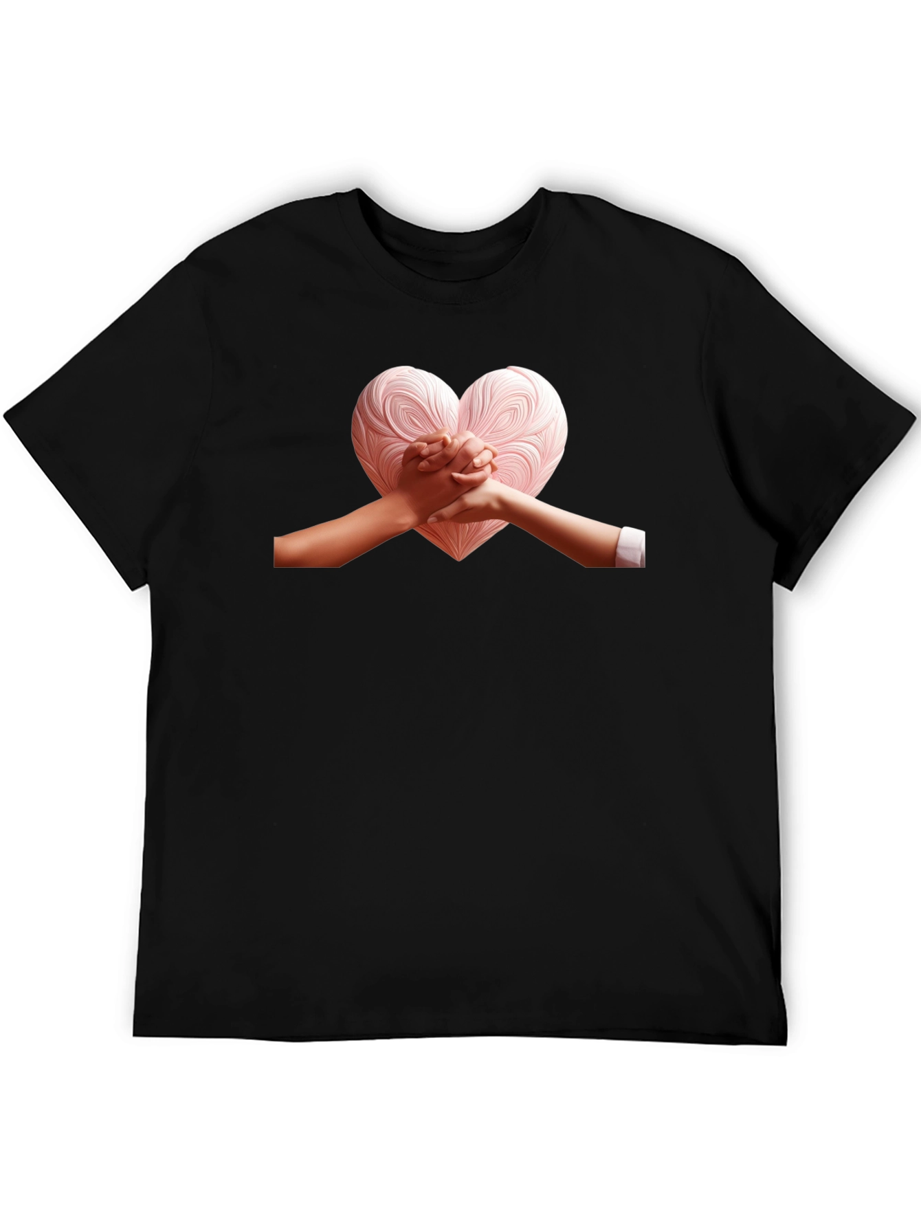 Black Heart Hands Graphic Tee - Stylish Black T-Shirt view 5