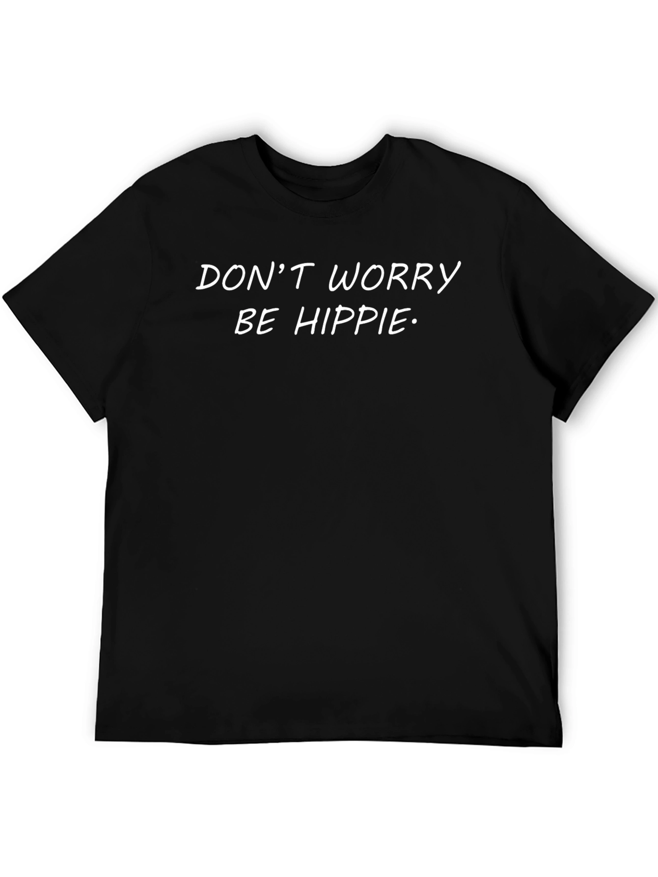 Black Don't Worry Be Hippie Graphic Tee view 5
