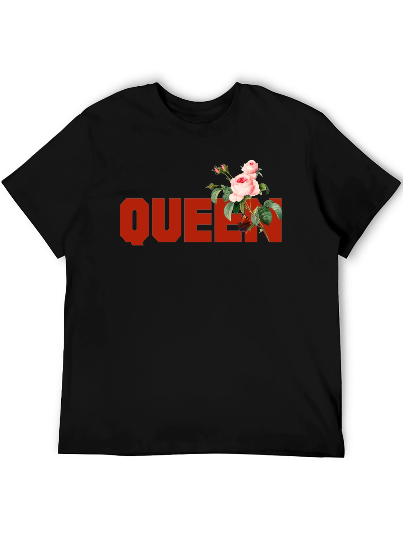 Black Queen Rose Graphic Tee - Black Cotton T-Shirt view 5