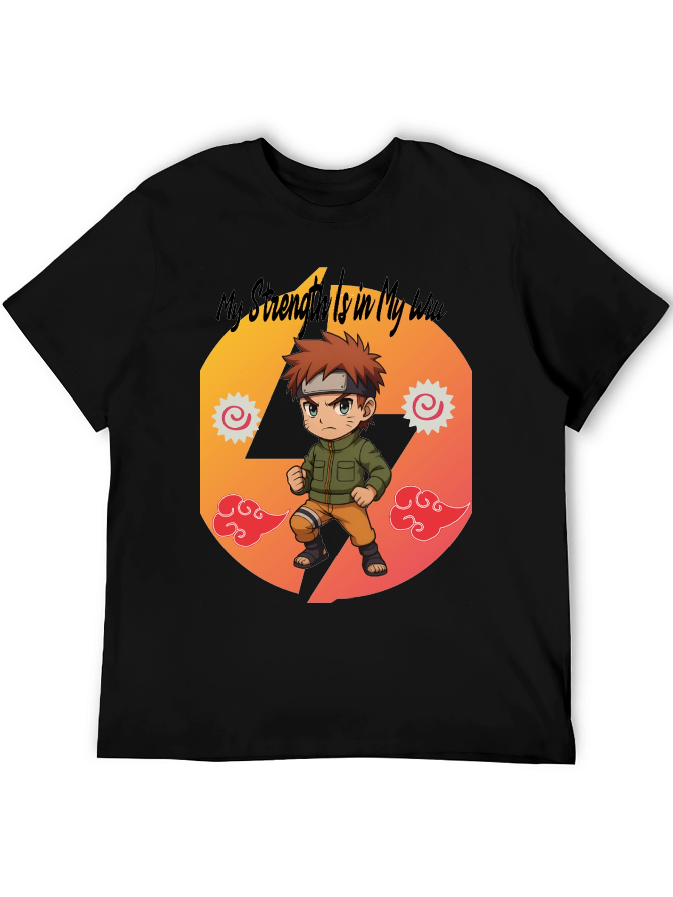 Black Anime Style Graphic Tee - My Strength Is My Way view 5