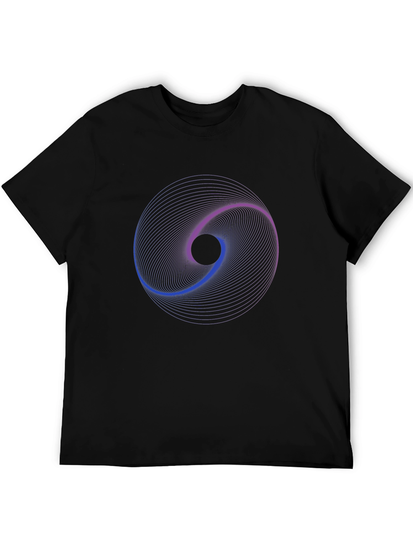 Black Abstract Swirl Graphic Black T-Shirt view 5