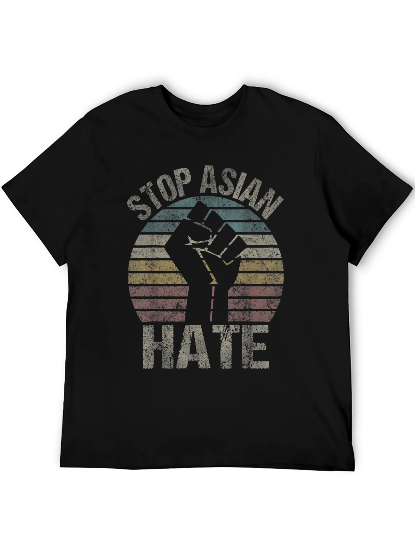 Black Stop Asian Hate T-Shirt Fist Graphic Tee Activism view 5