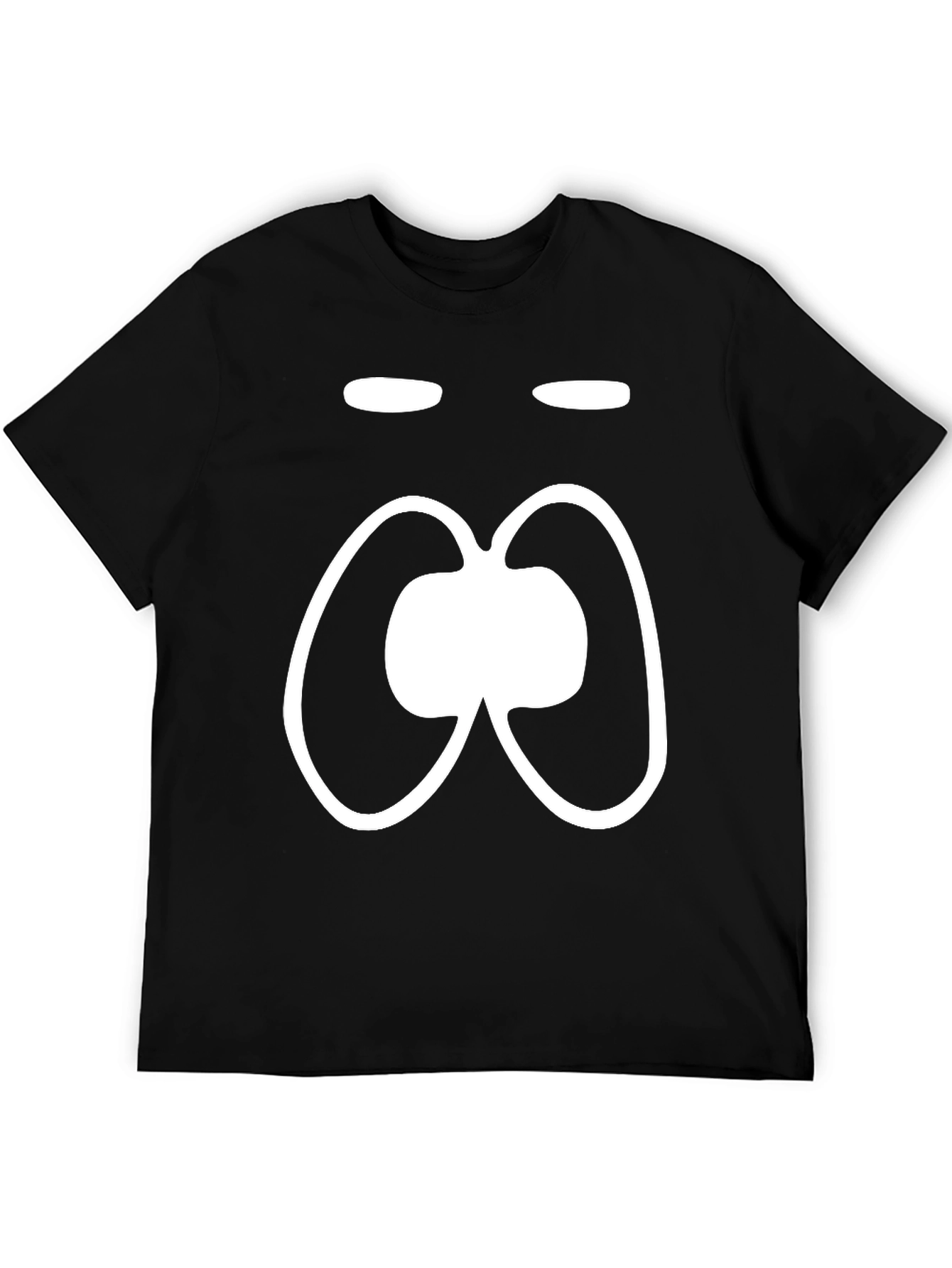 Black Funny Face Black T-Shirt, White Cartoon Graphic view 5