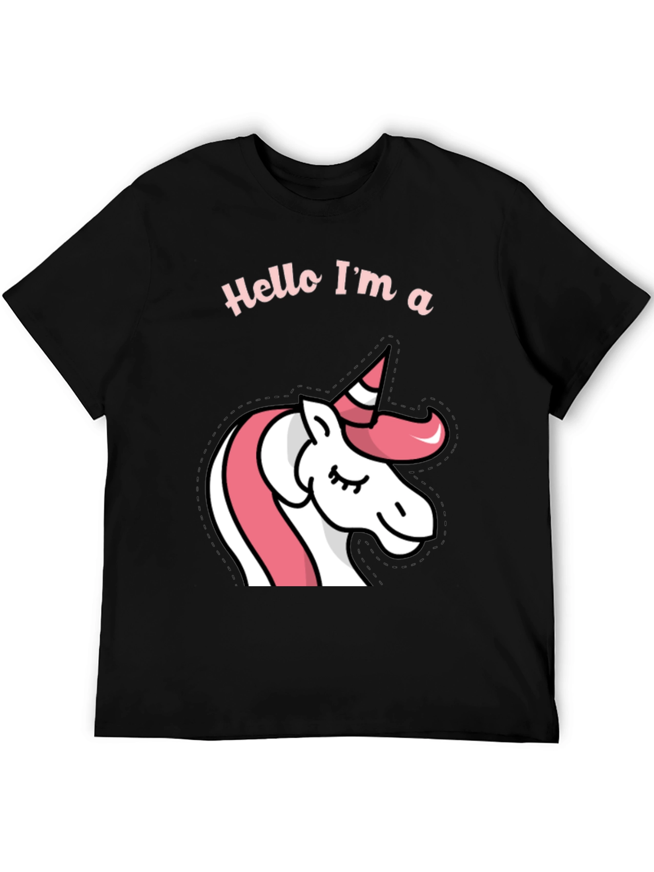 Black Hello I'm a Unicorn Black T-Shirt view 5