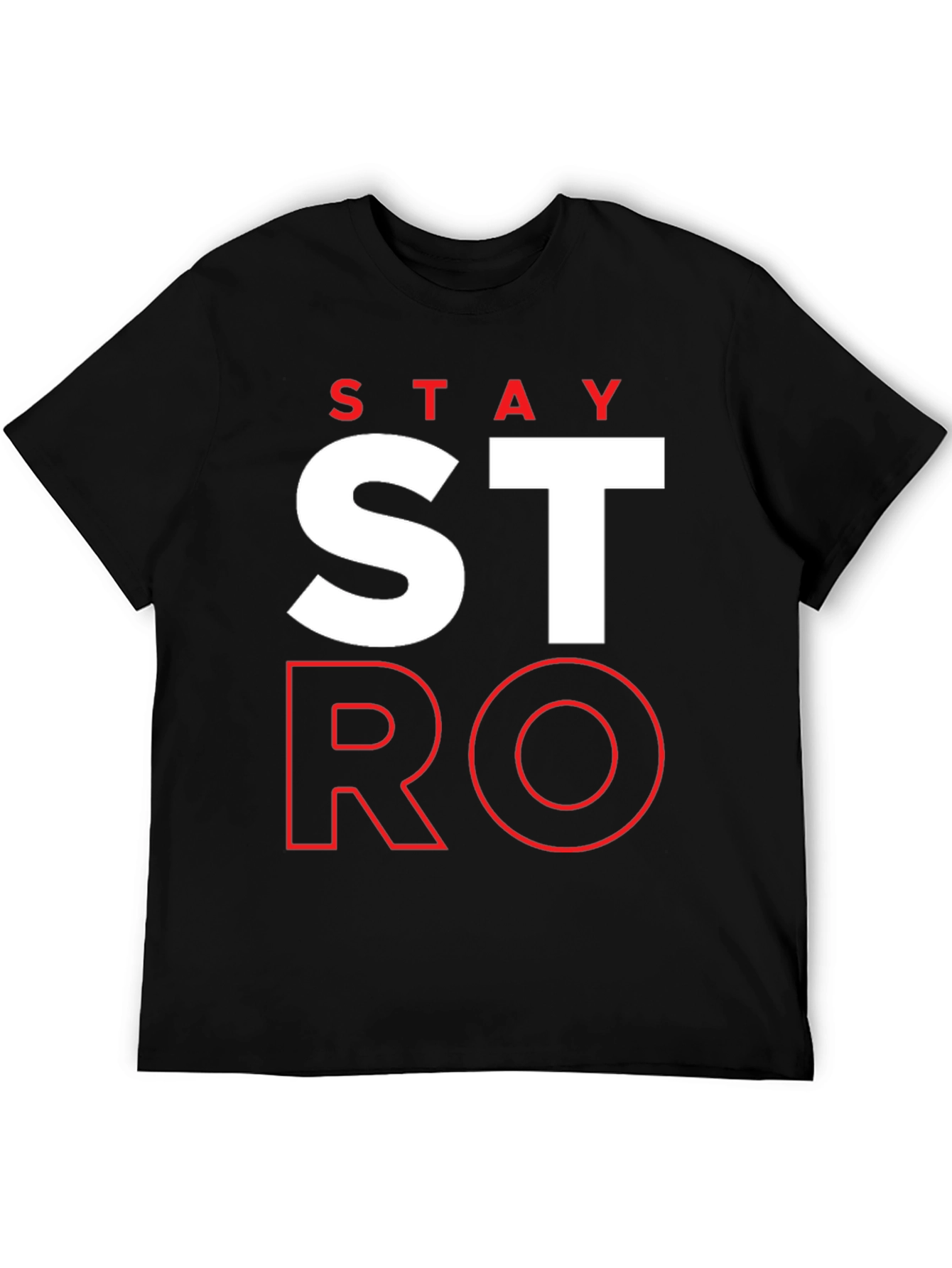 Black Stay Strong Graphic Print Men's T-Shirt view 5
