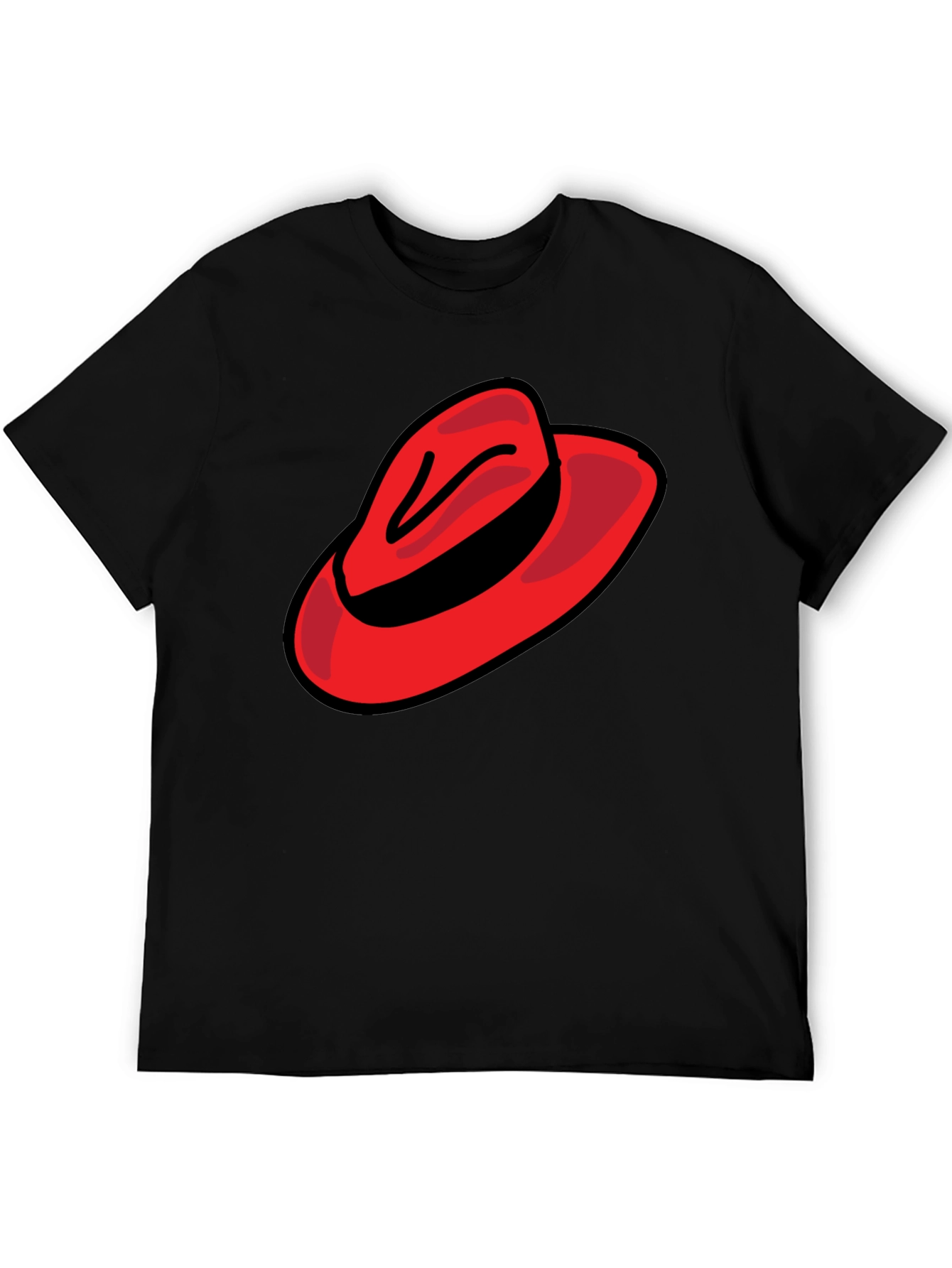 Black Red Hat Graphic Tee - Casual Black T-Shirt view 5