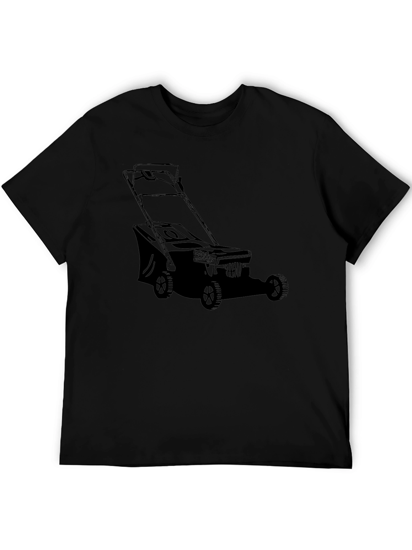 Black Lawnmower Graphic Tee - Black Cotton Blend Shirt view 5