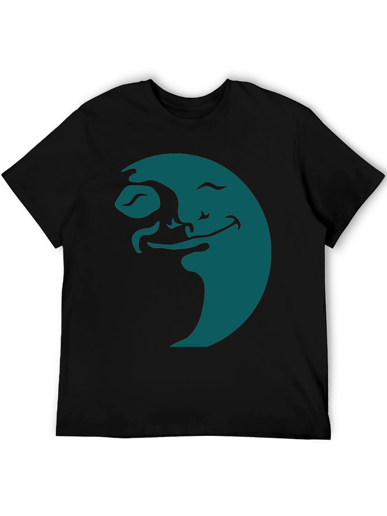Smiling Moon Graphic Tee - Soft Black Cotton - 5