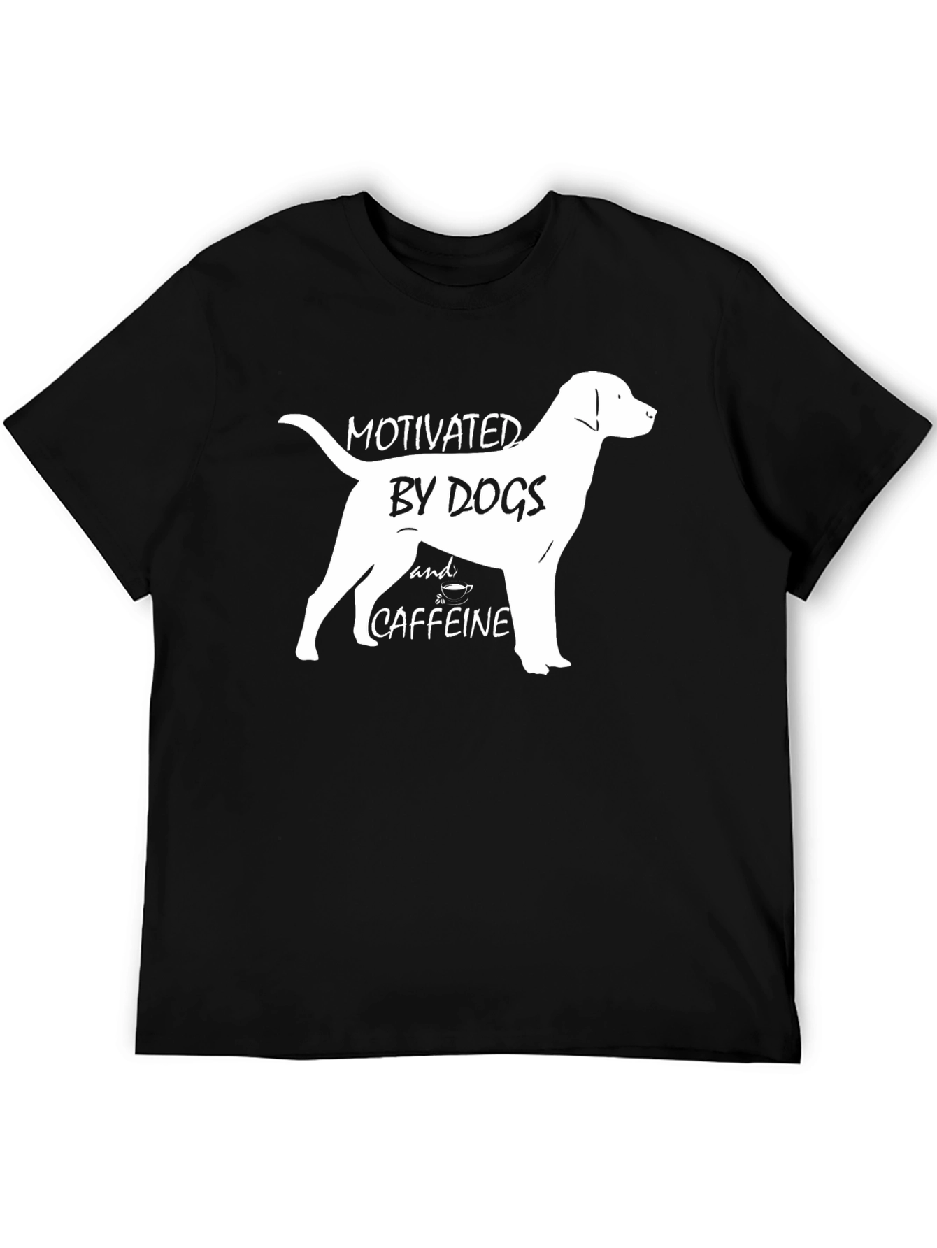 Black Motivated by Dogs and Caffeine Black T-Shirt view 5