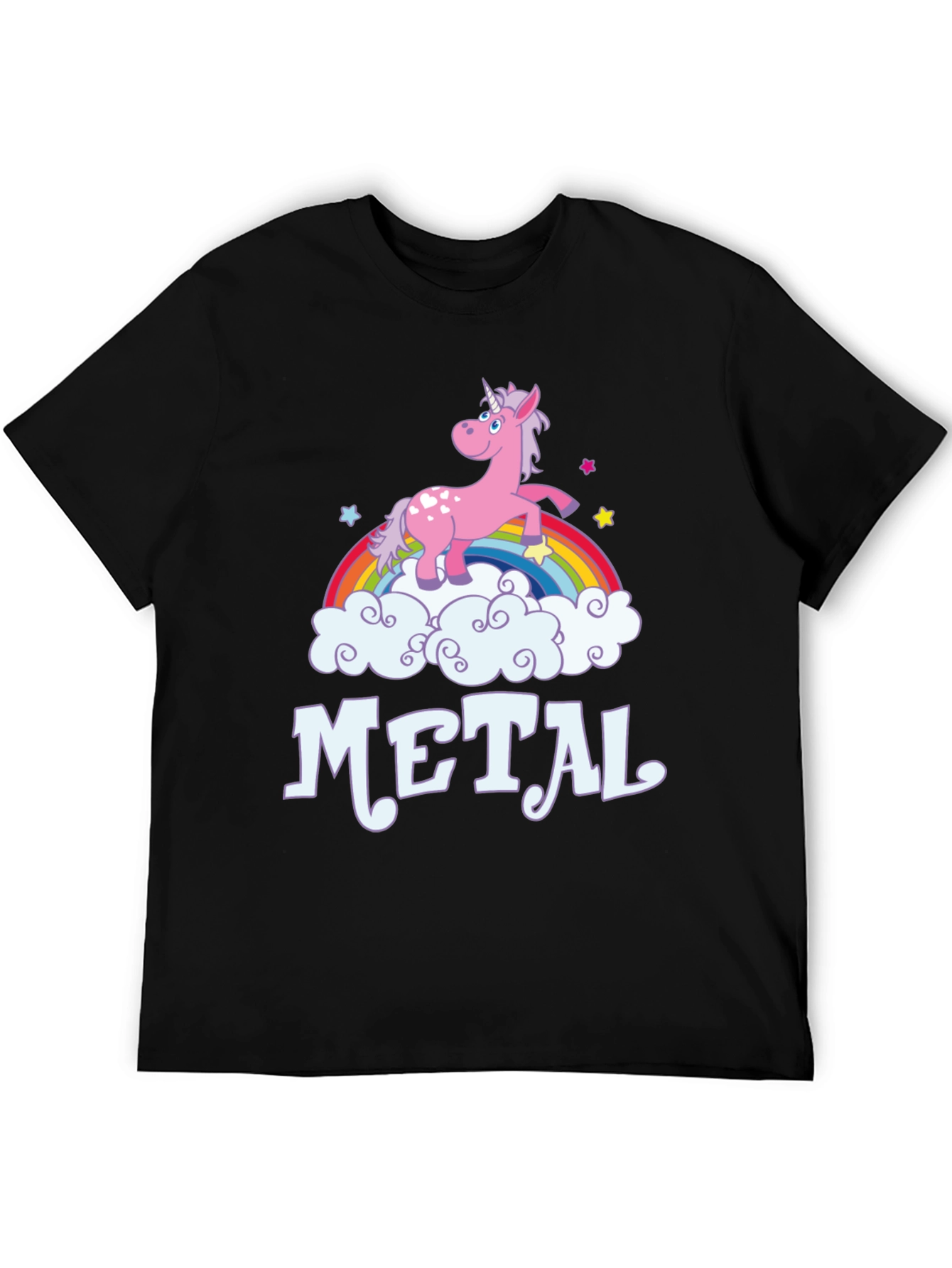 Black Unicorn Rainbow Heavy Metal T-Shirt - Black Graphic Tee view 5