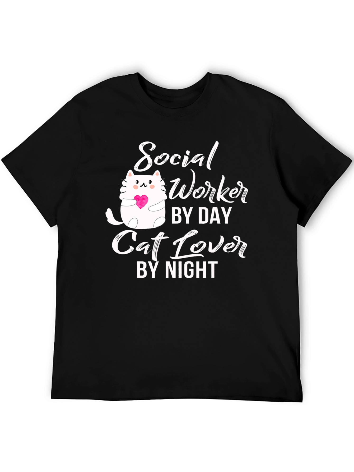 Black Social Worker Cat Lover T-Shirt view 5