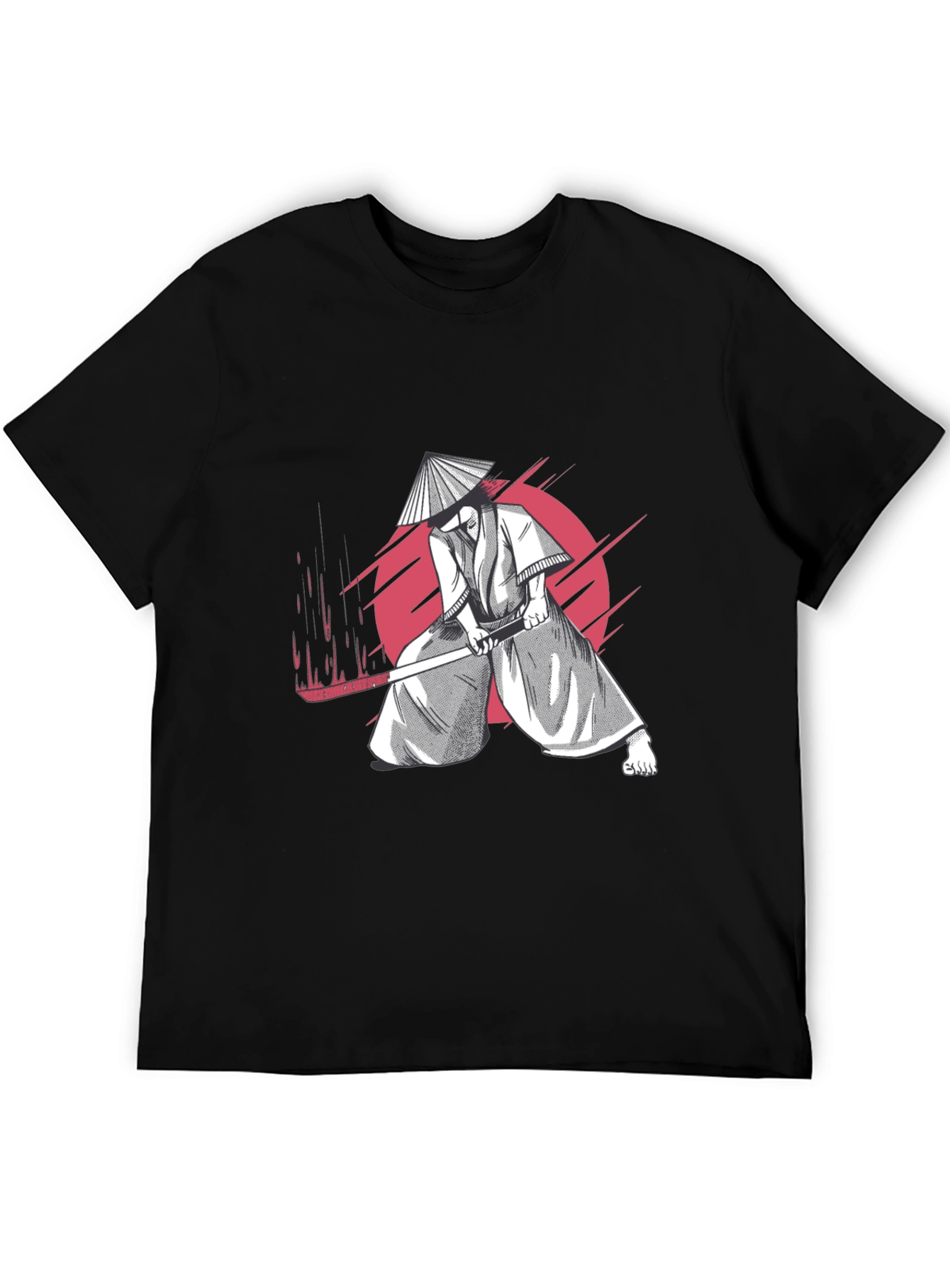 Black Samurai Graphic Tee - Black Cotton T-Shirt view 5