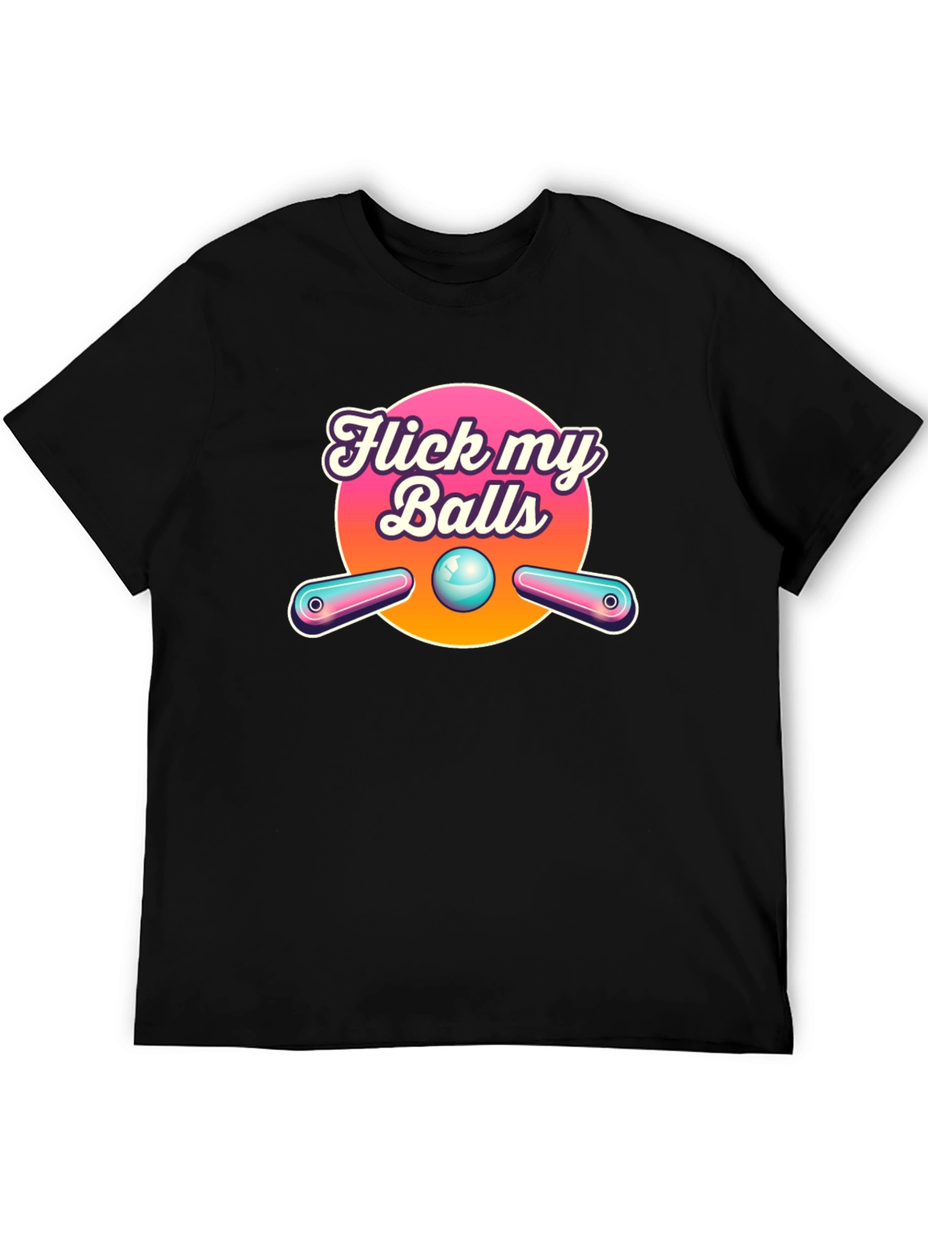Black Flick My Balls Pinball T-Shirt - Funny Graphic Tee view 5