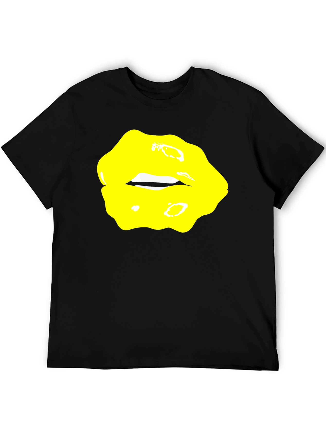 Black Yellow Lips Graphic Black Tee view 5
