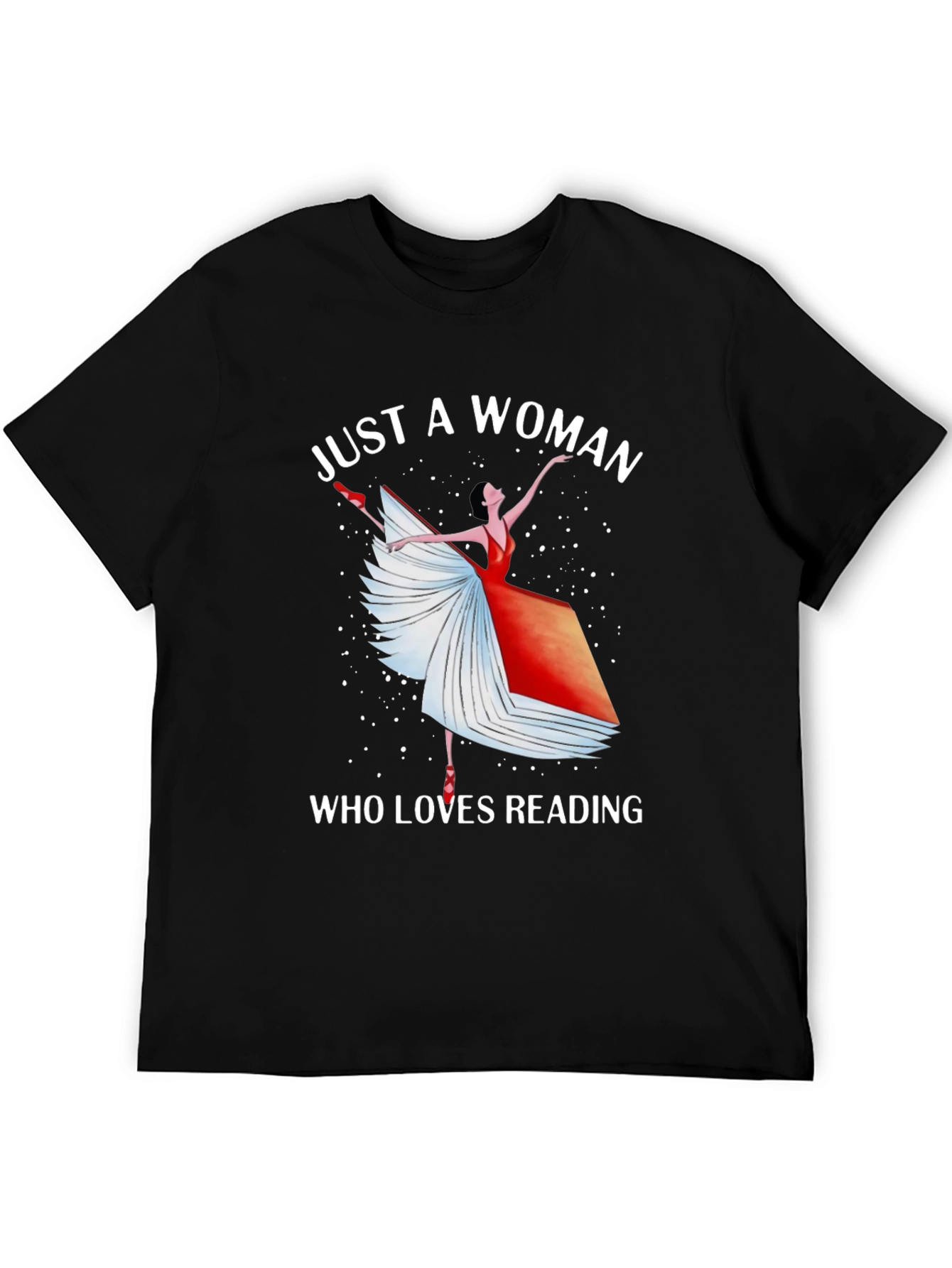 Black Just A Woman Who Loves Reading T-Shirt view 5
