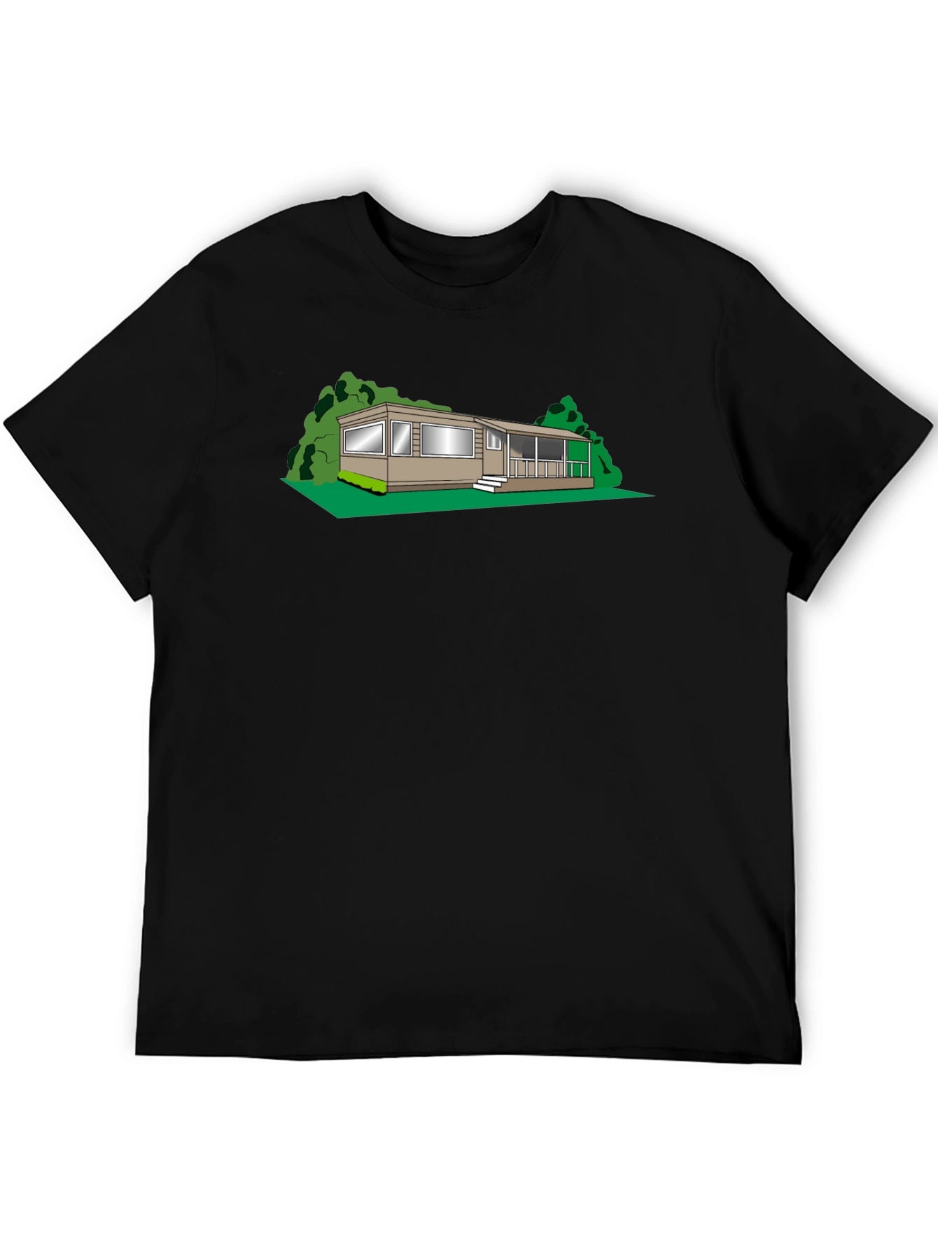 Black Mobile Home Graphic Tee - Novelty T-Shirt view 5