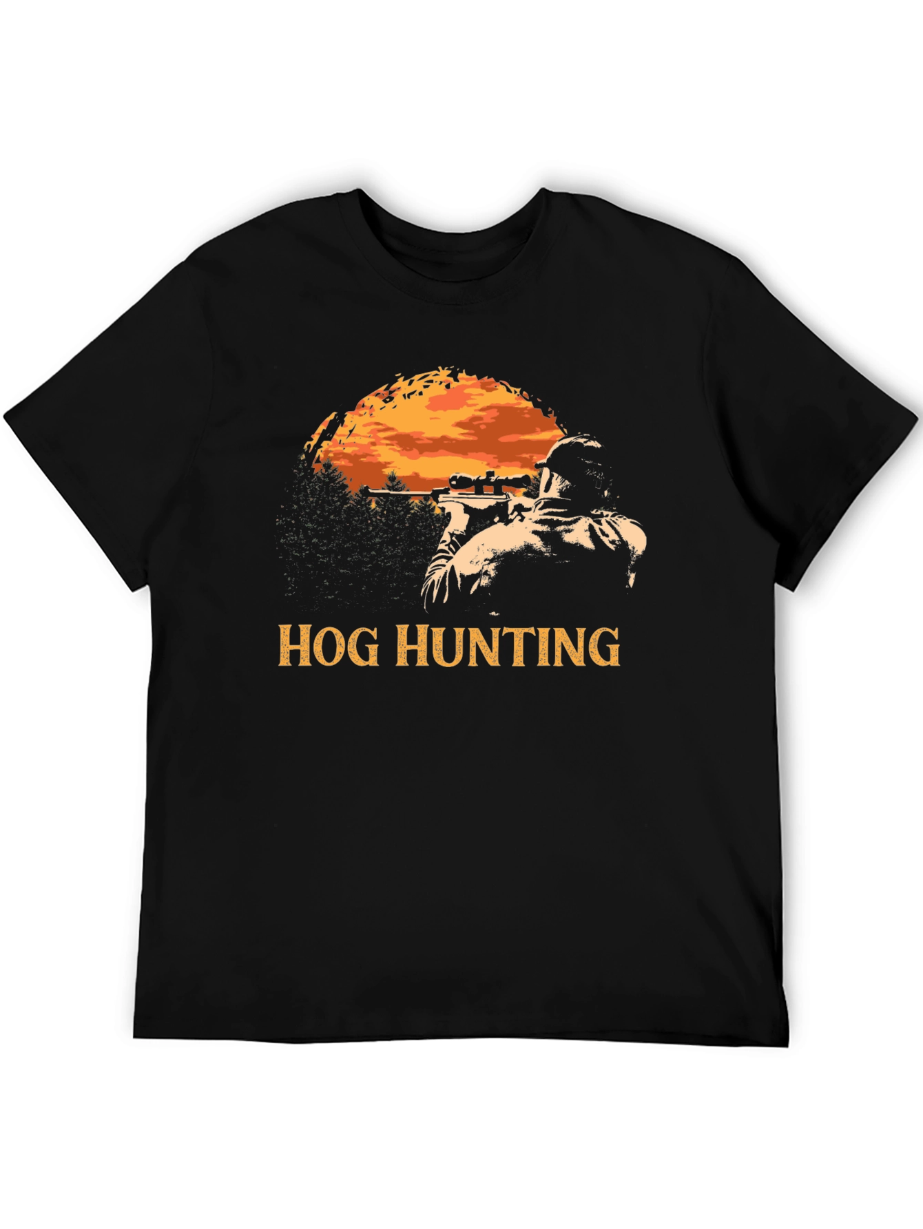 Black Hog Hunting T-Shirt - Hunter Graphic Tee view 5