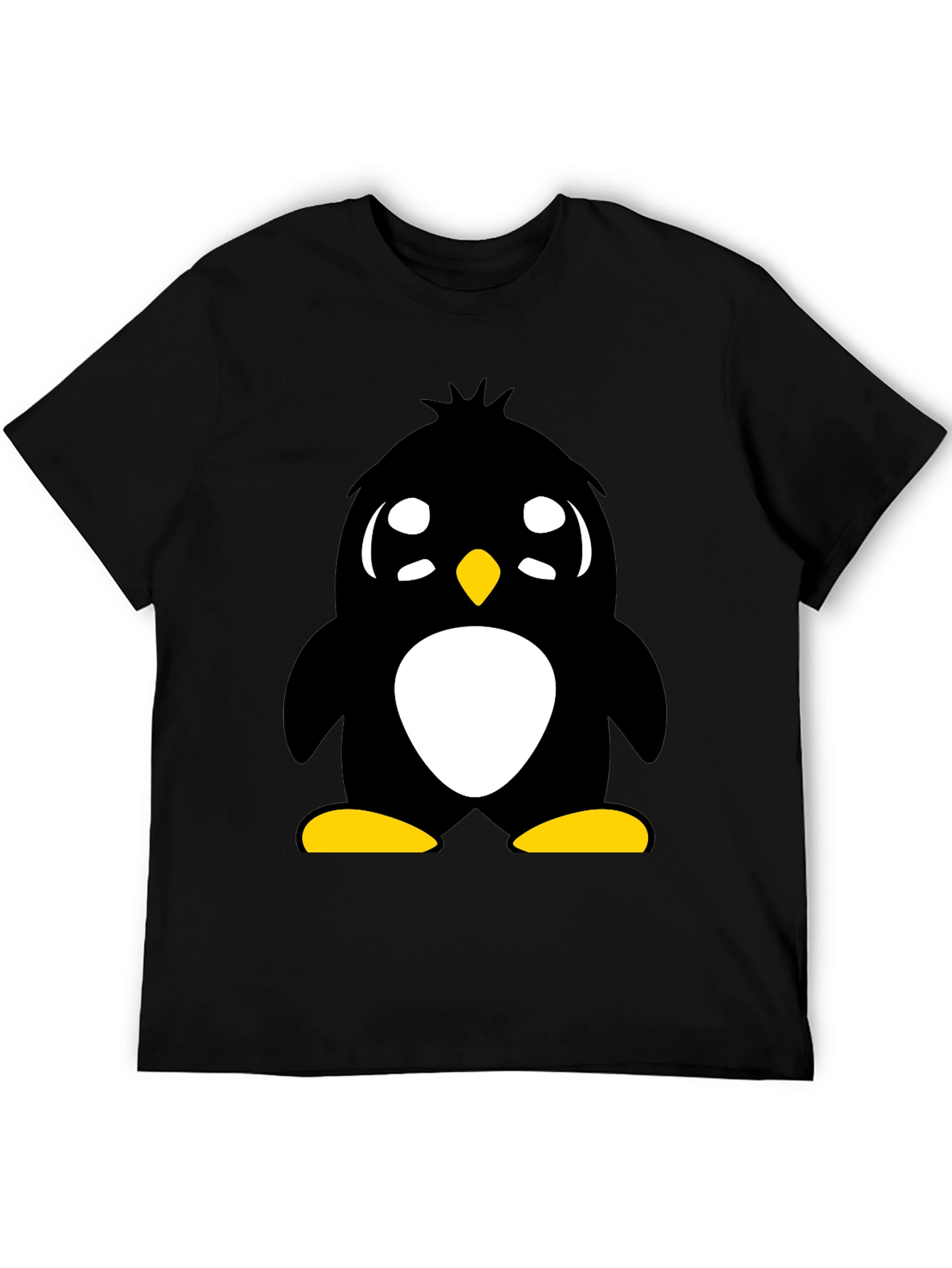 Black Cute Penguin Graphic Tee - Unisex Black T-Shirt view 5