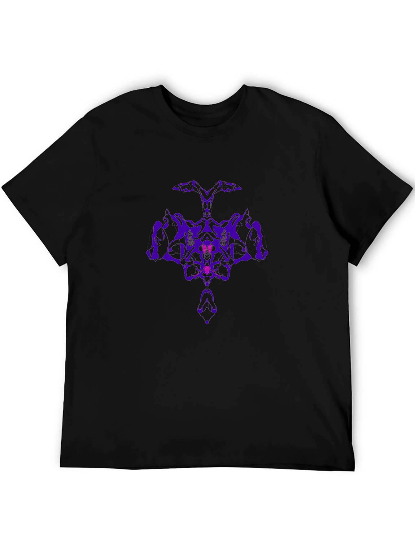 Black Abstract Purple Rorschach Inkblot Black T-Shirt view 5