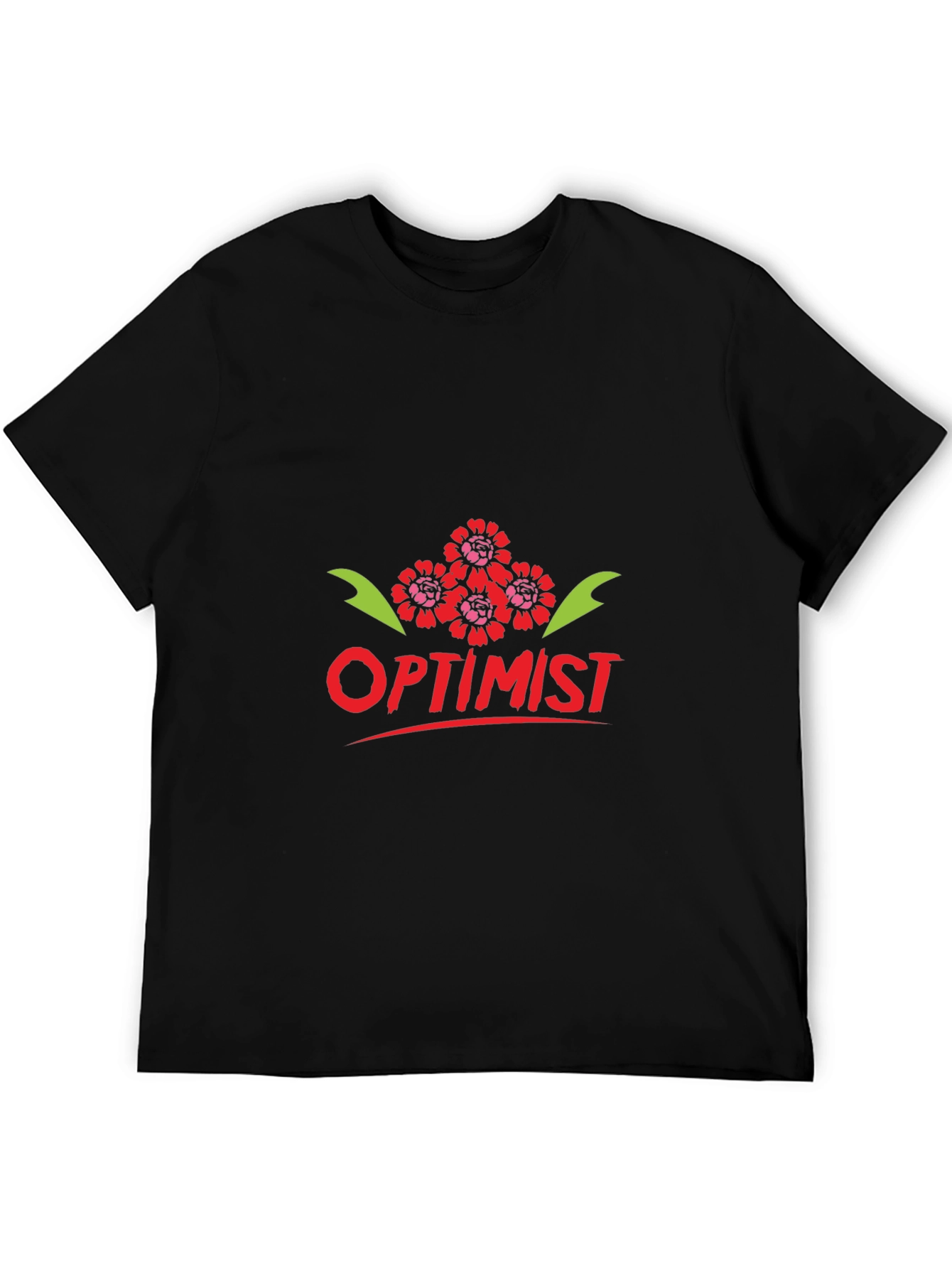 Black Optimist Graphic Tee - Trendy Crew Neck T-Shirt view 5