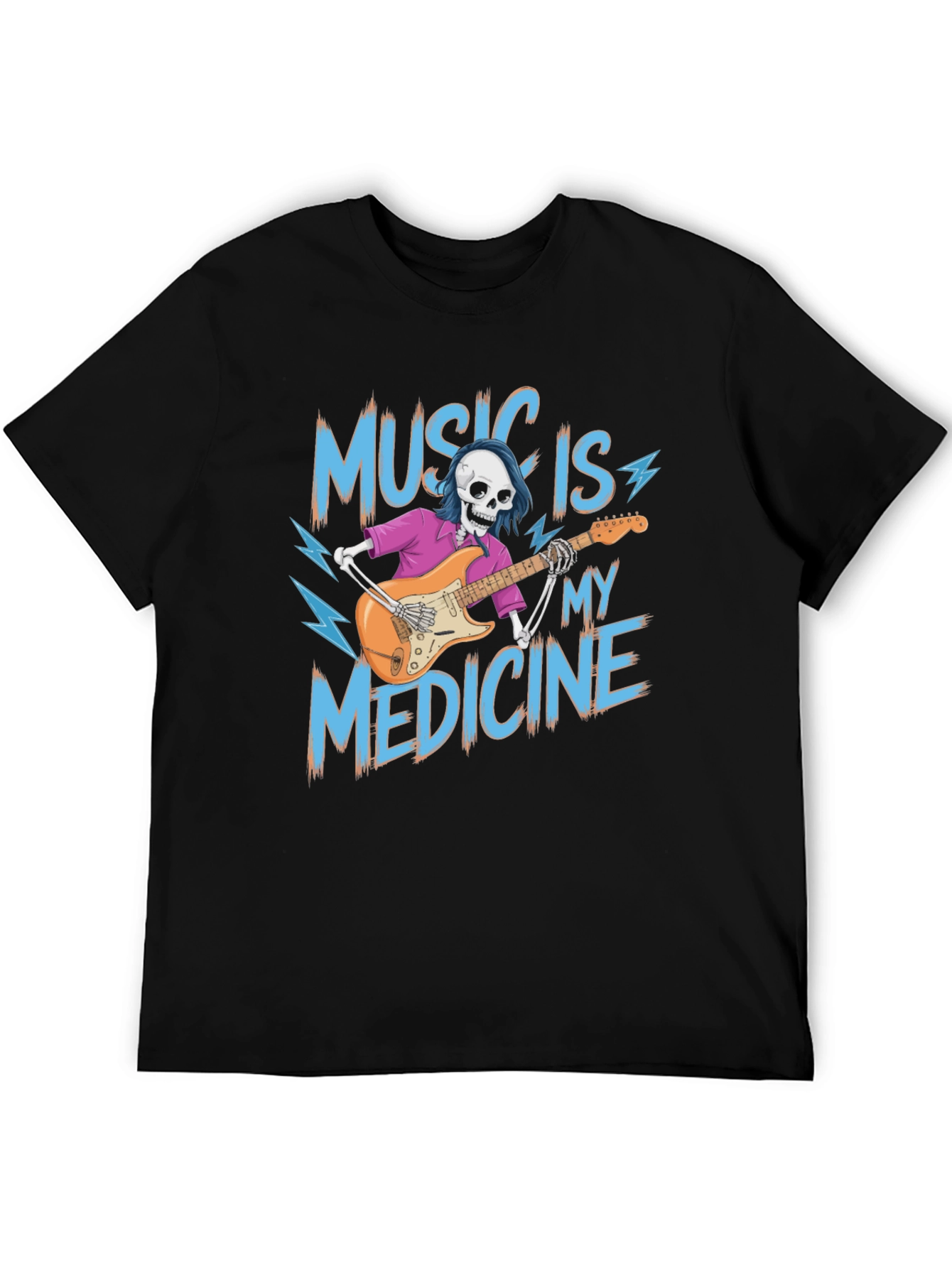 Black Music is My Medicine Skeleton Graphic T-Shirt view 5