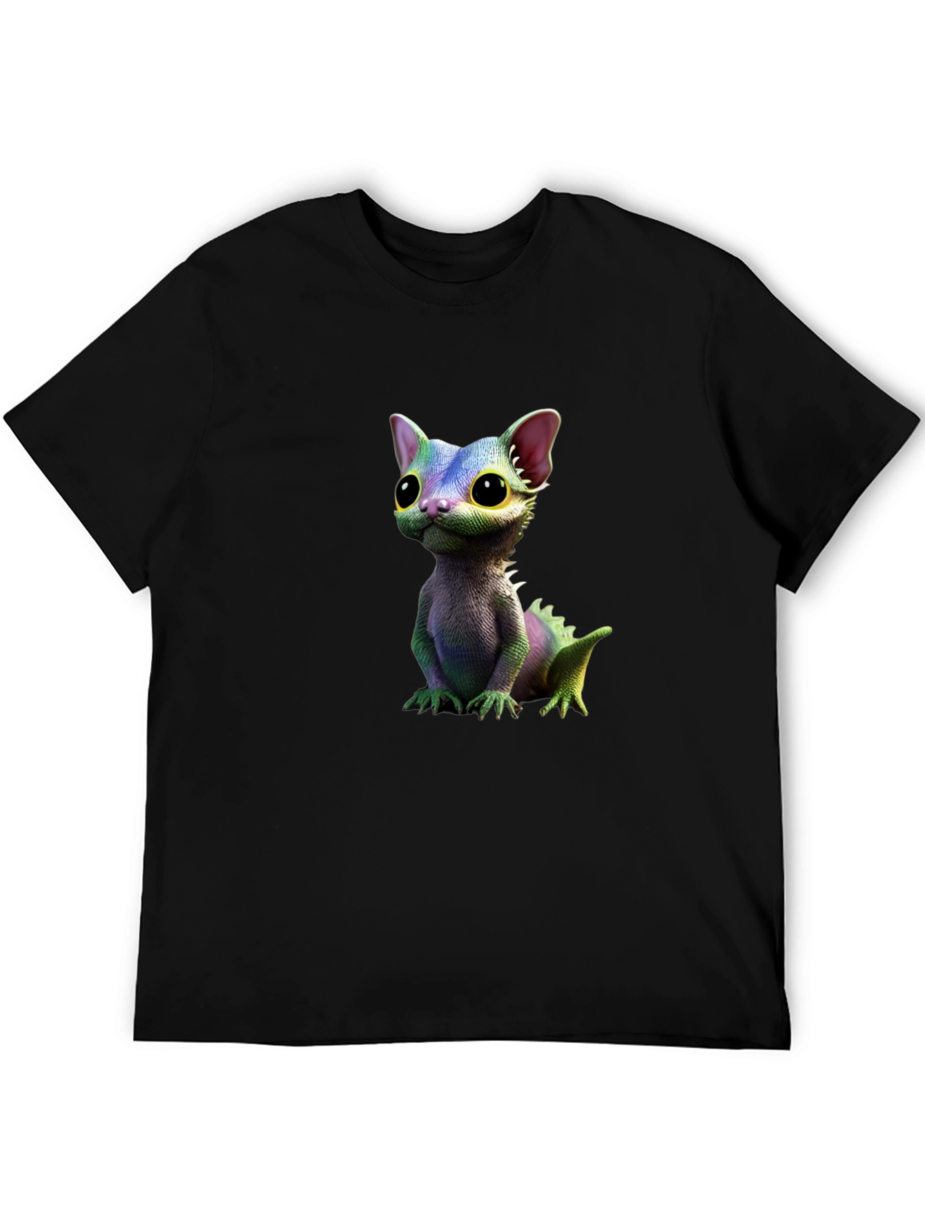 Black Cartoon Lizard Graphic Tee - Black T-Shirt view 5