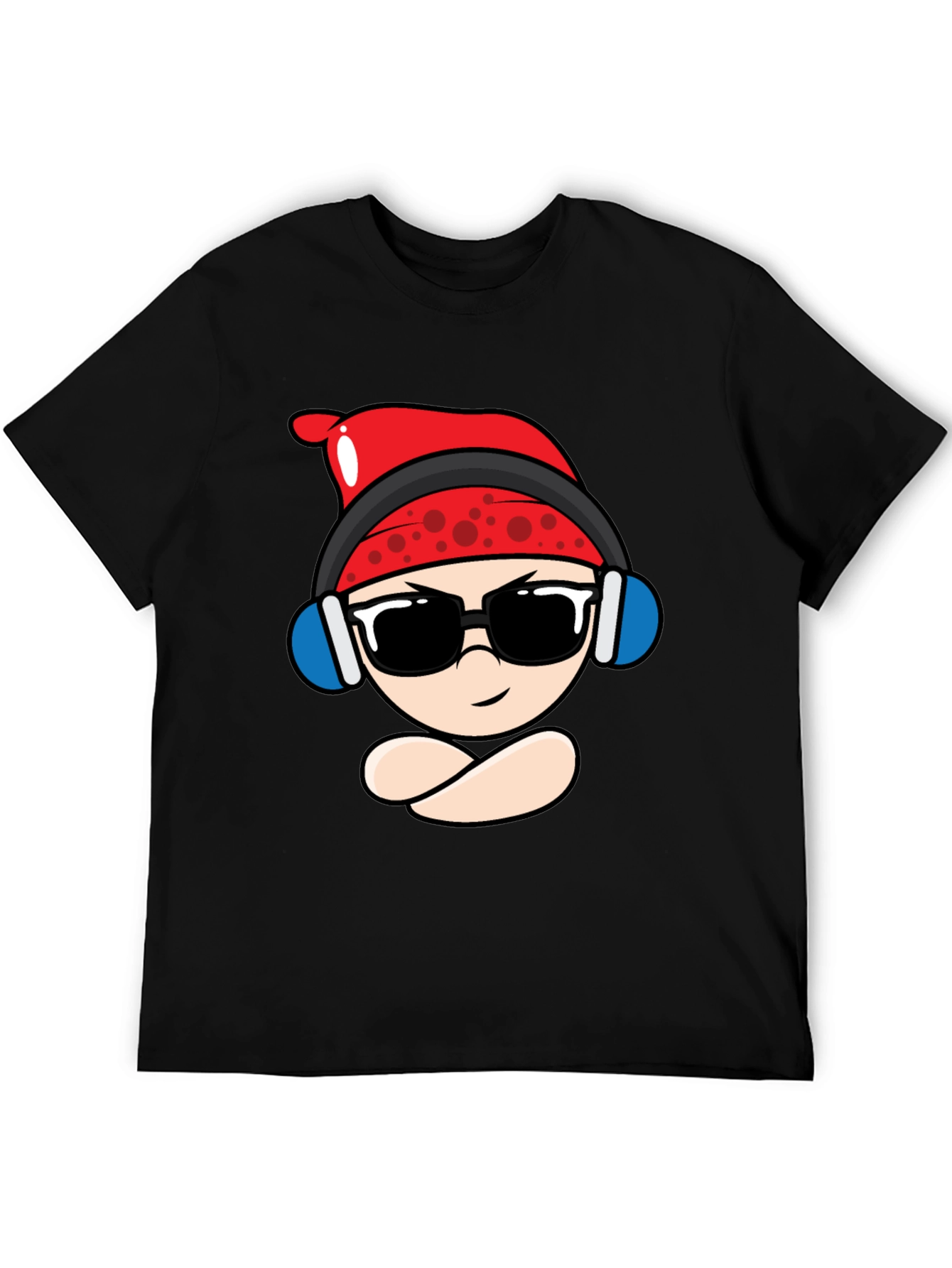 Black Cool Cartoon Character Black T-Shirt view 5