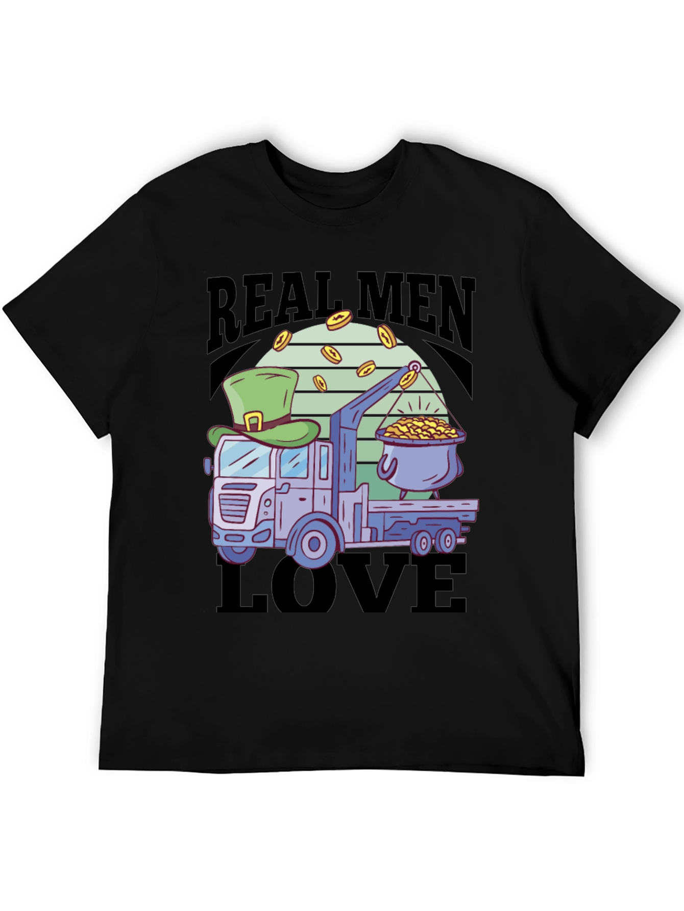 Black Real Men Love Trucks St. Patrick's Day T-Shirt view 5