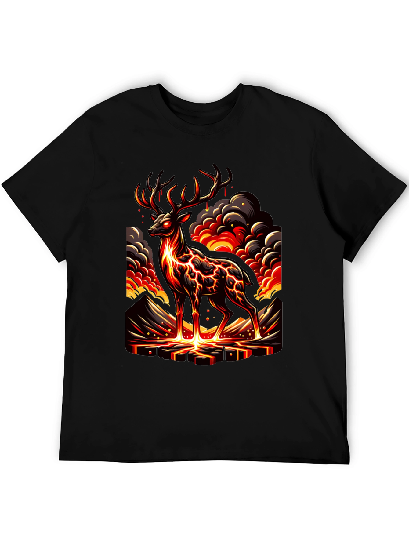 Black Lava Deer Graphic Tee - Men's Black T-Shirt view 5