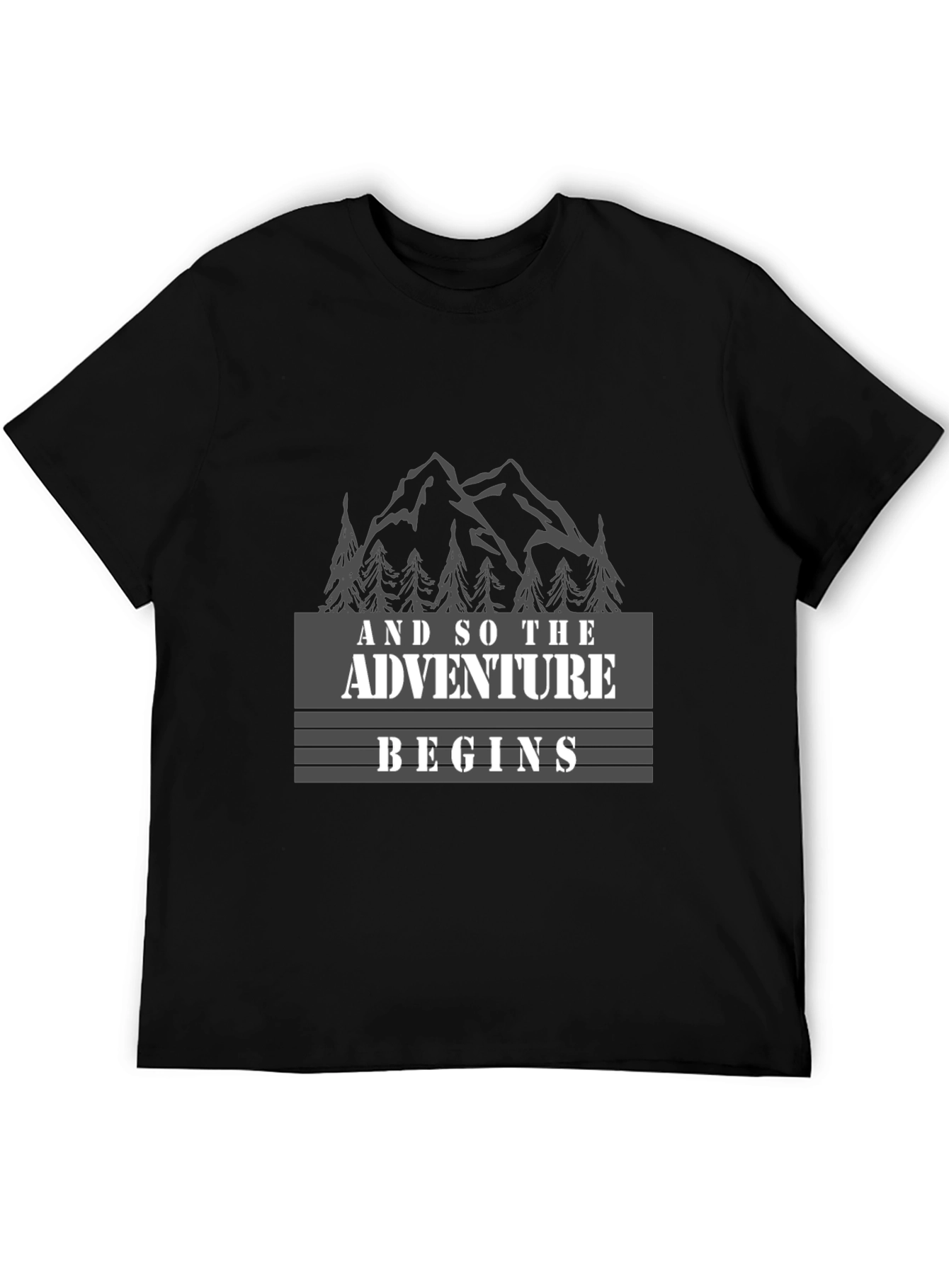 Black Adventure Begins Graphic Tee - Black Cotton Blend view 5