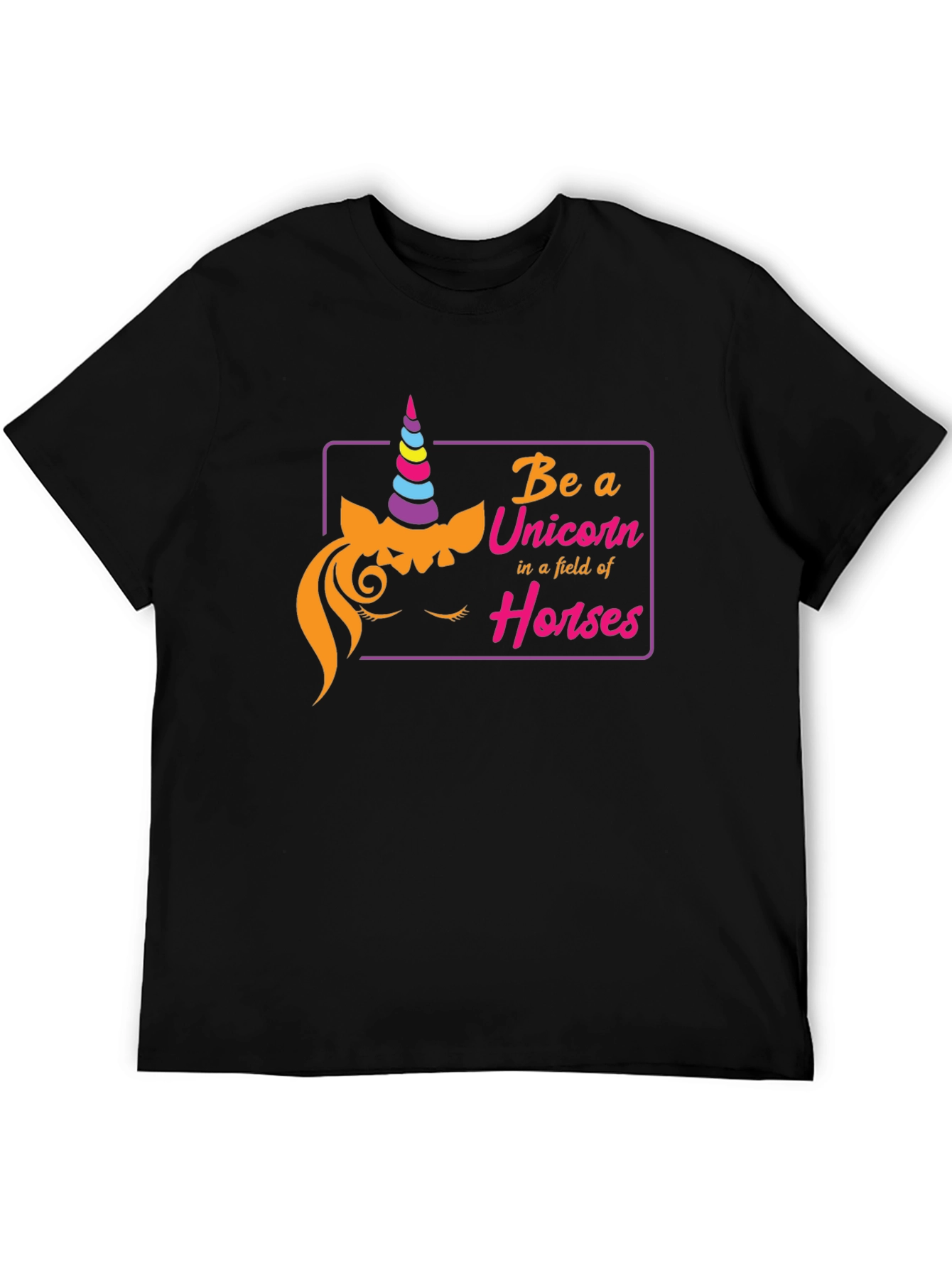 Black Be a Unicorn T-Shirt - Fun Novelty Tee view 5
