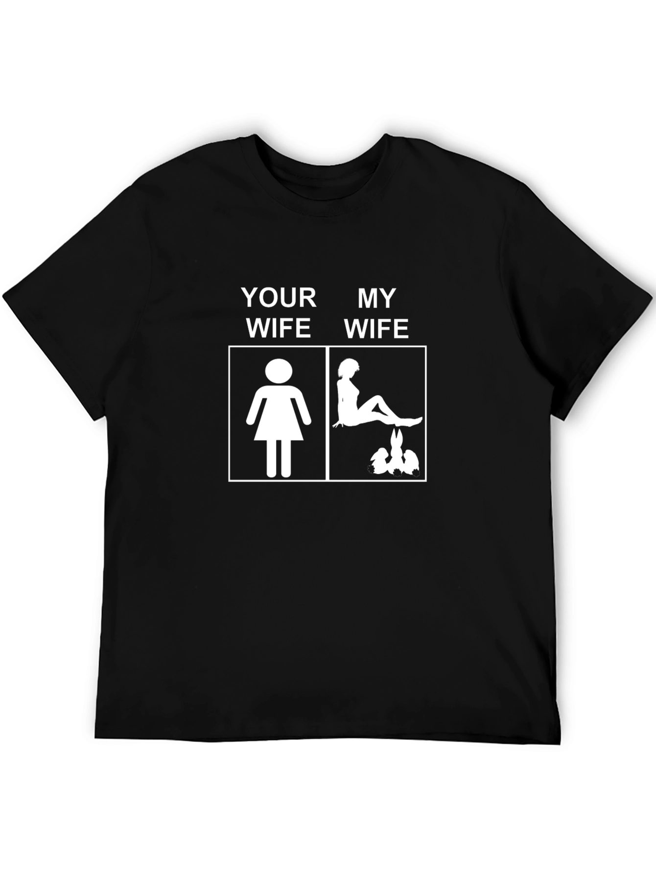 Black Humorous "Your Wife / My Wife" Graphic Tee - Black view 5