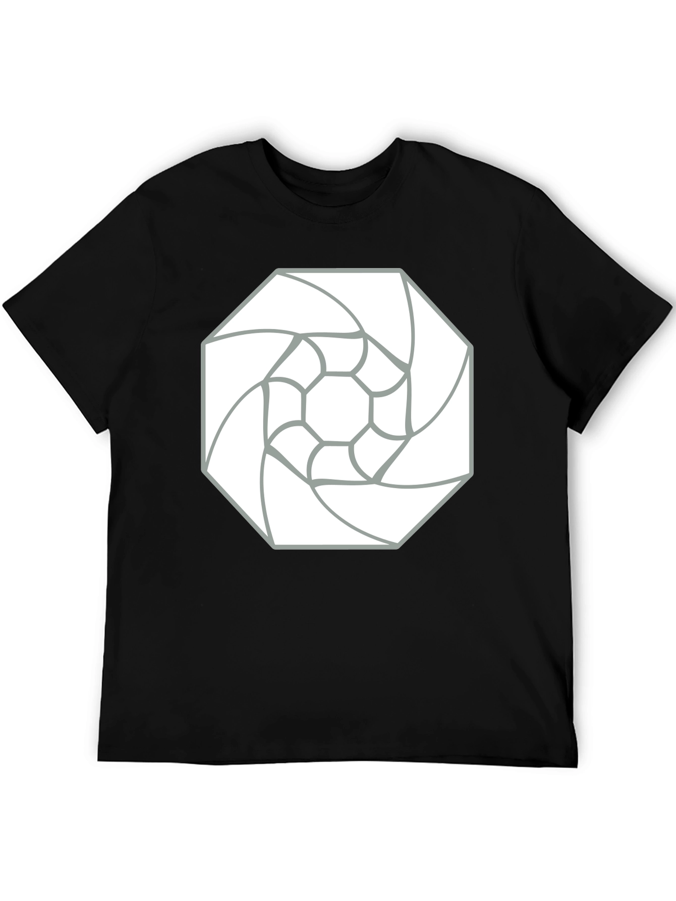 Black Abstract Geometric Tee - Black Cotton Graphic T-Shirt view 5