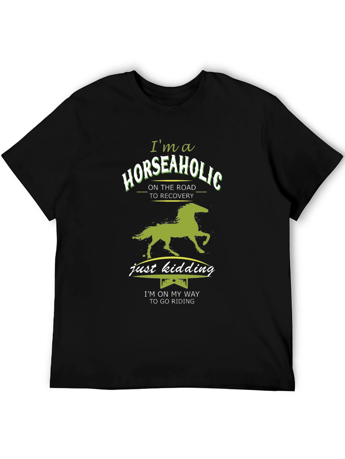 Black Horseaholic T-Shirt - Funny Equestrian Riding Tee view 5