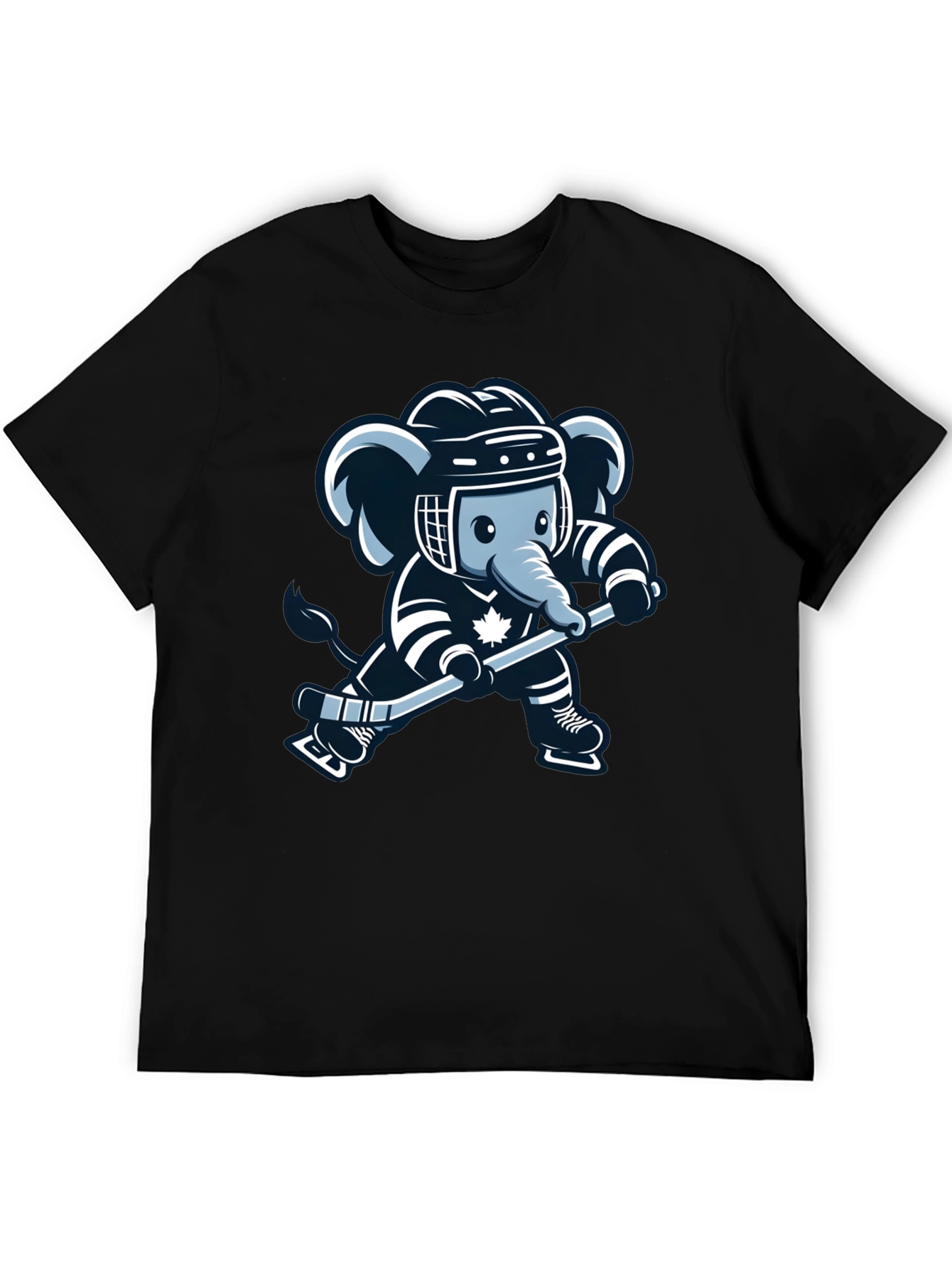 Black Hockey Elephant Graphic Tee - Black Cotton T-Shirt view 5