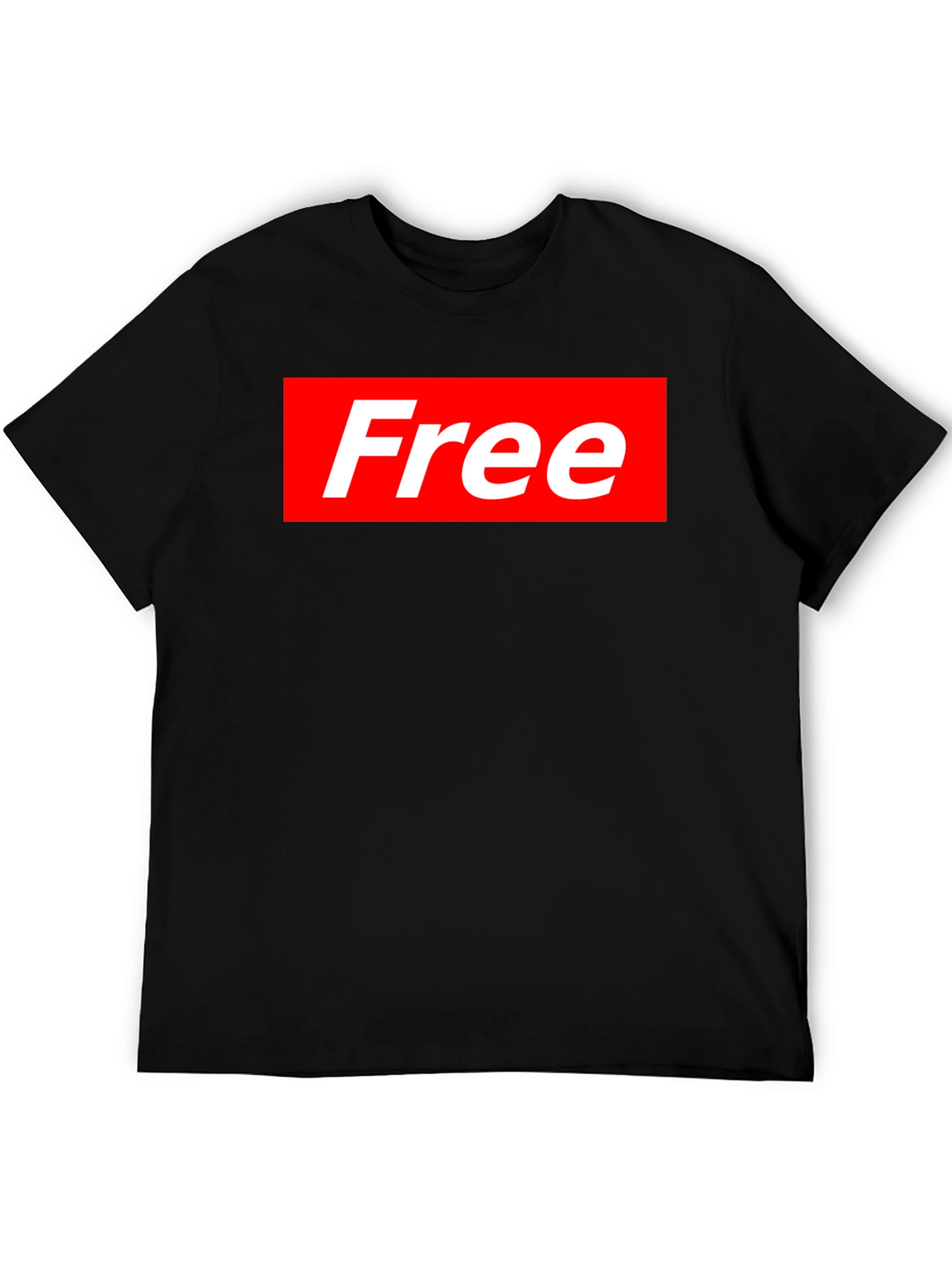 Black Free Supreme Style T-Shirt - Black Cotton Blend Tee view 5