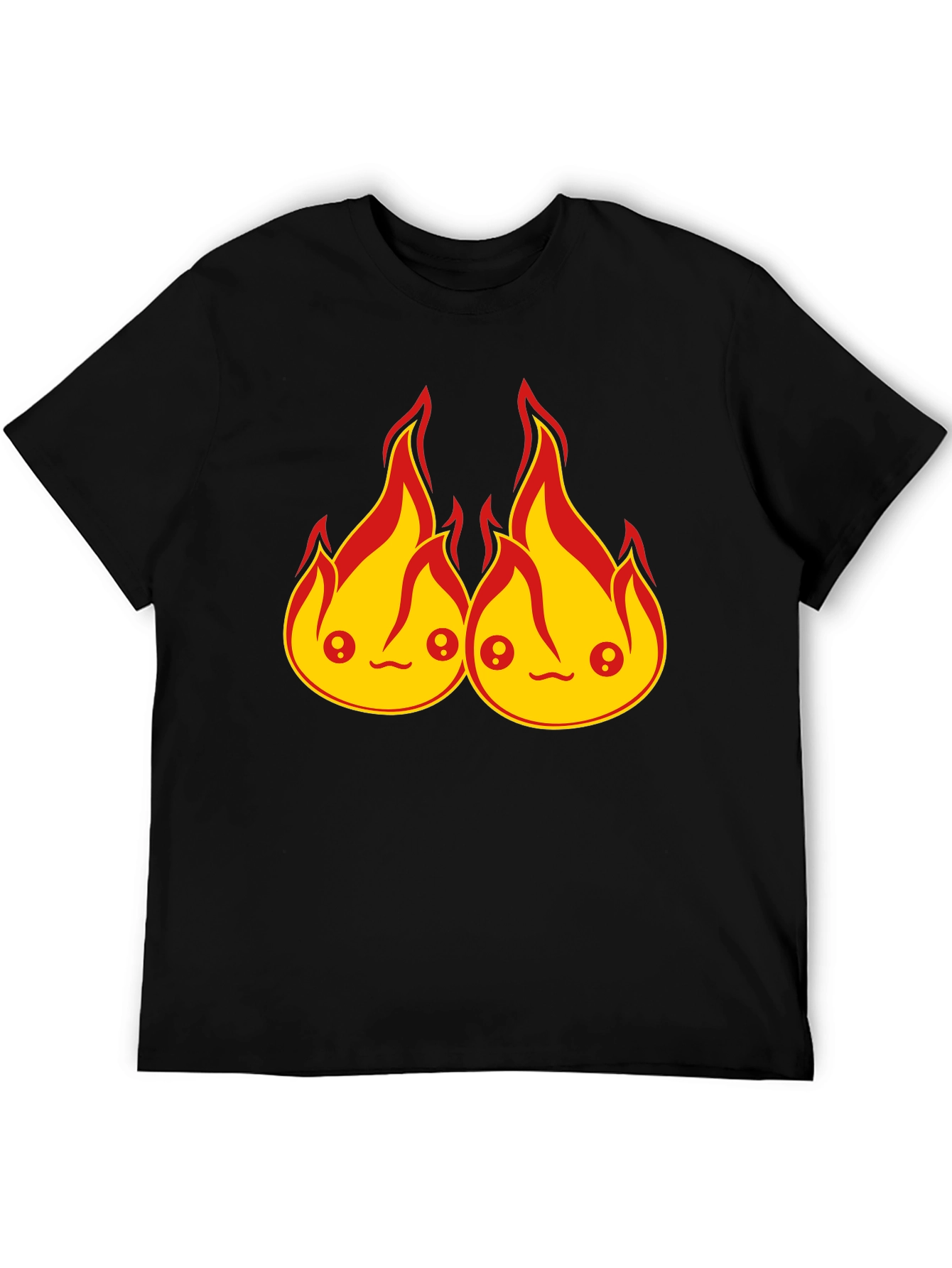 Black Kawaii Fire Flames Graphic T-Shirt - Cute Design view 5