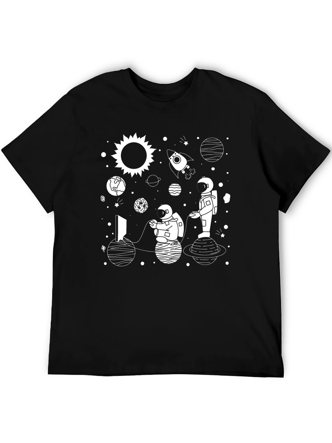 Black Astronaut Gaming T-Shirt - Space Lover Gift view 5