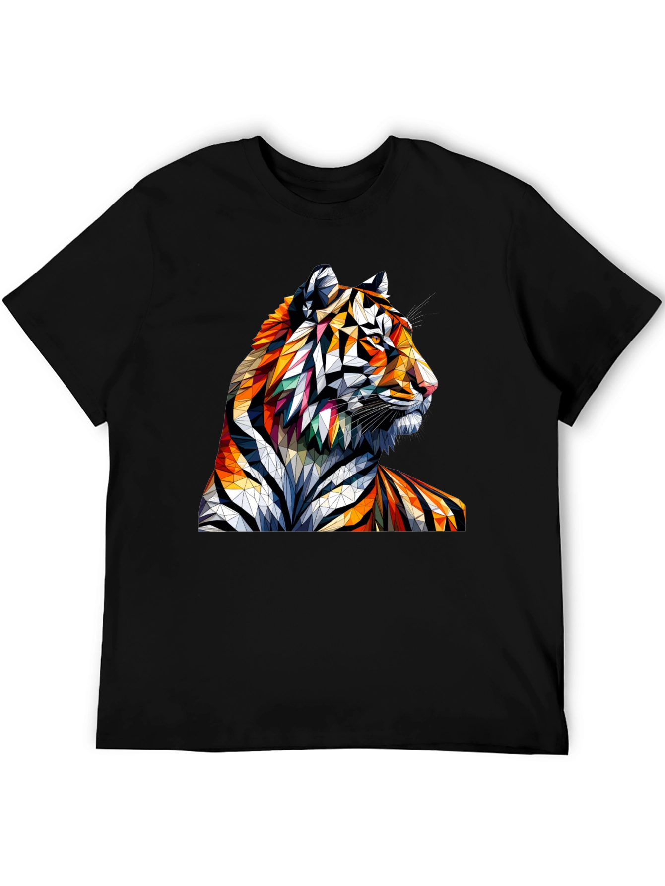 Black Geometric Tiger Graphic Tee - Unique Animal Art Shirt view 5
