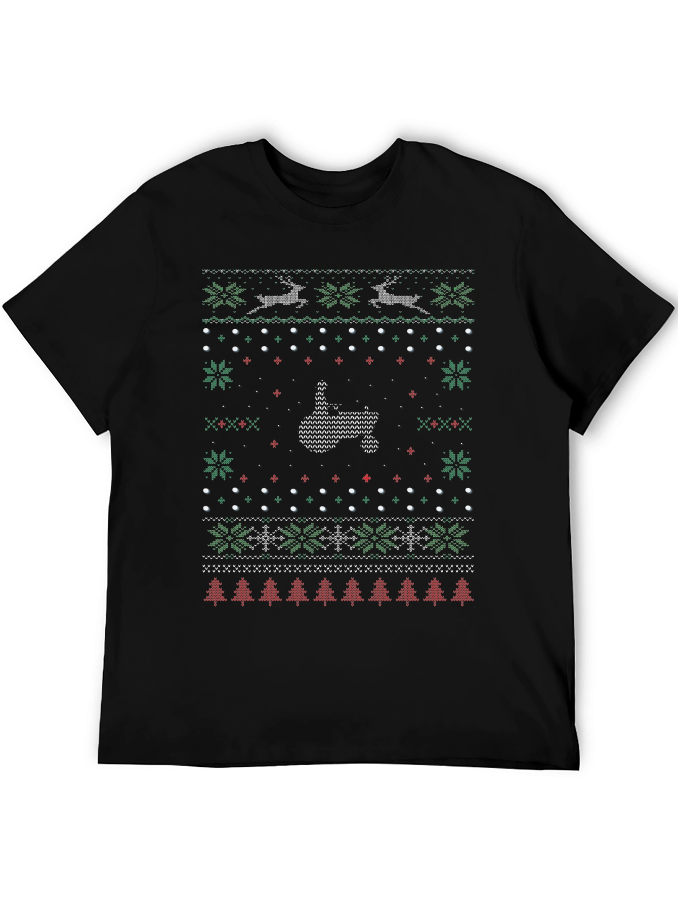 Black Ugly Christmas Sweater Middle Finger T-Shirt view 5